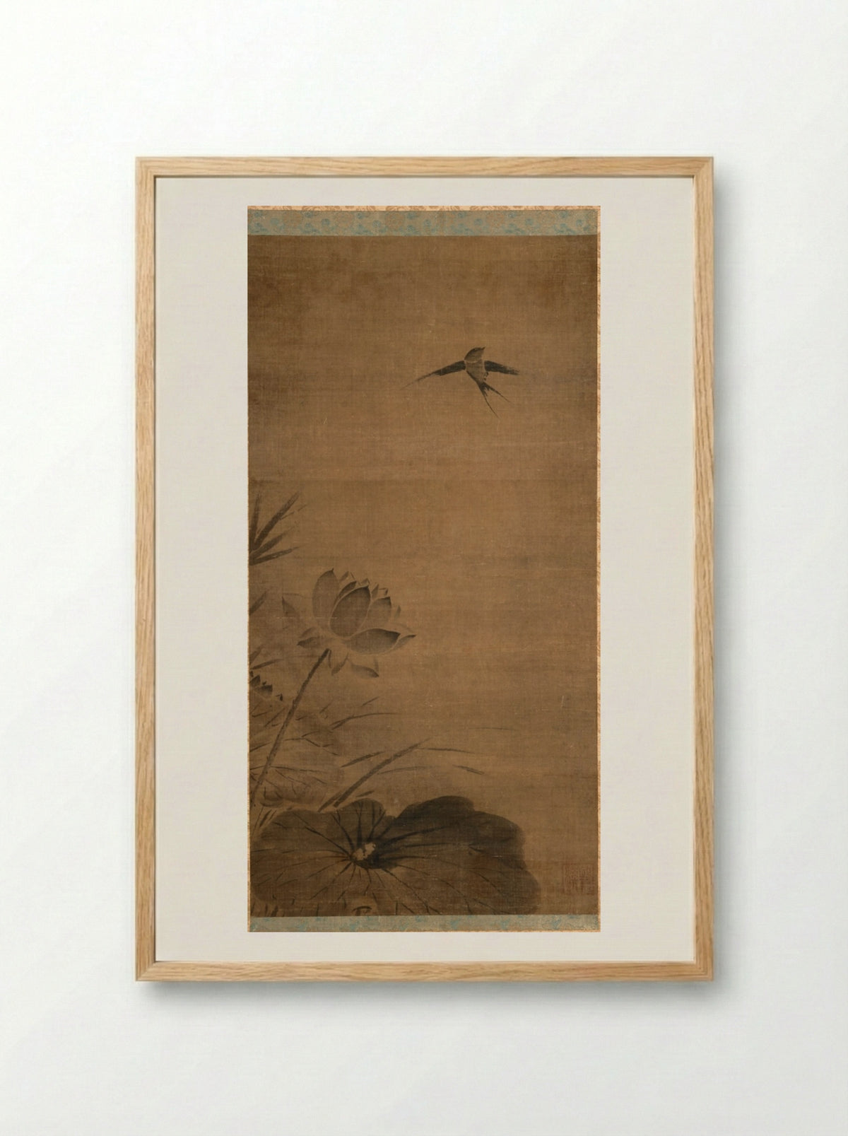 Swallow and Lotus - Fachang Muqi - Framed Print Wood