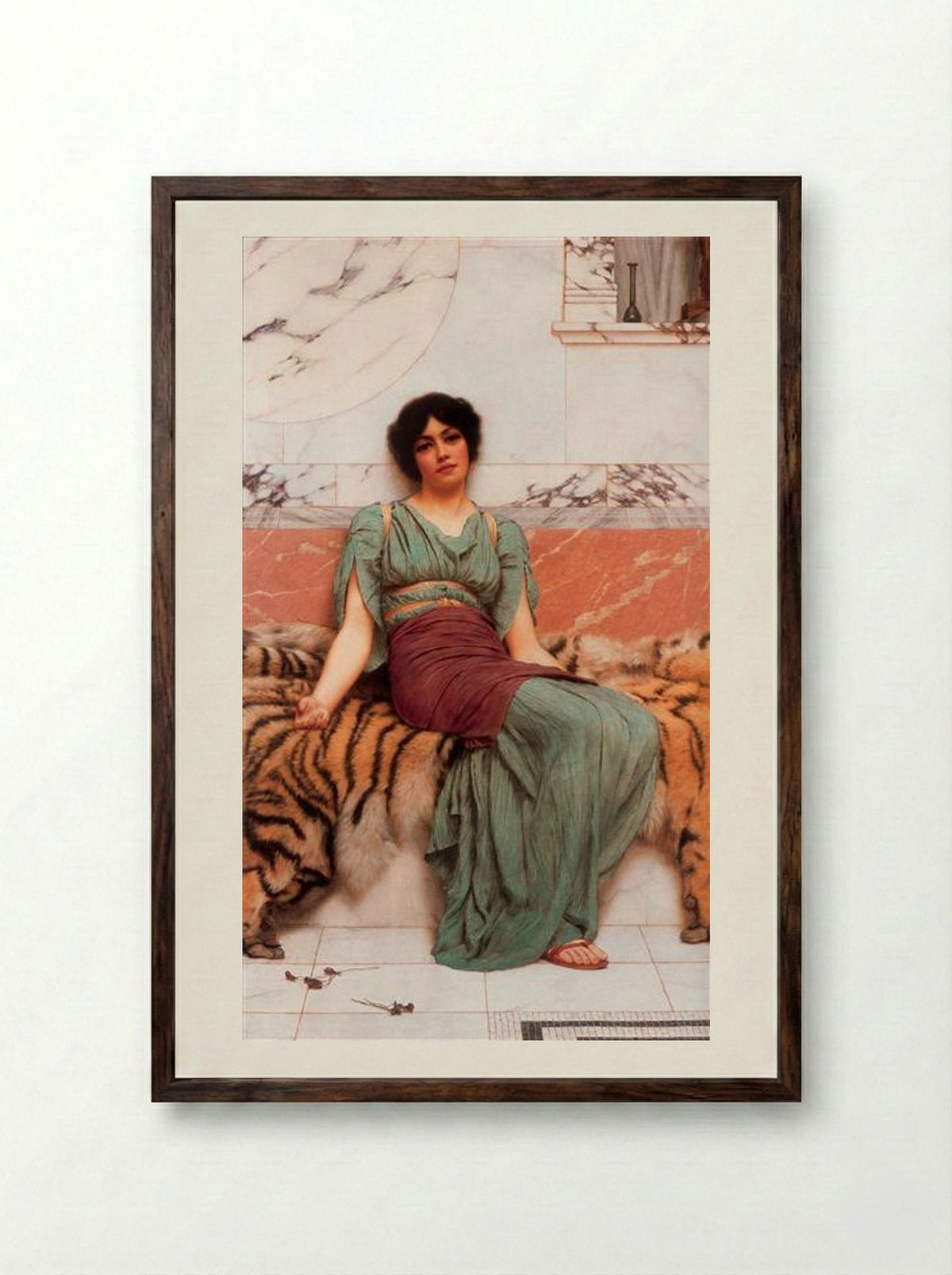 Sweet Dreams - John William Godward - Framed Print Dark Wood