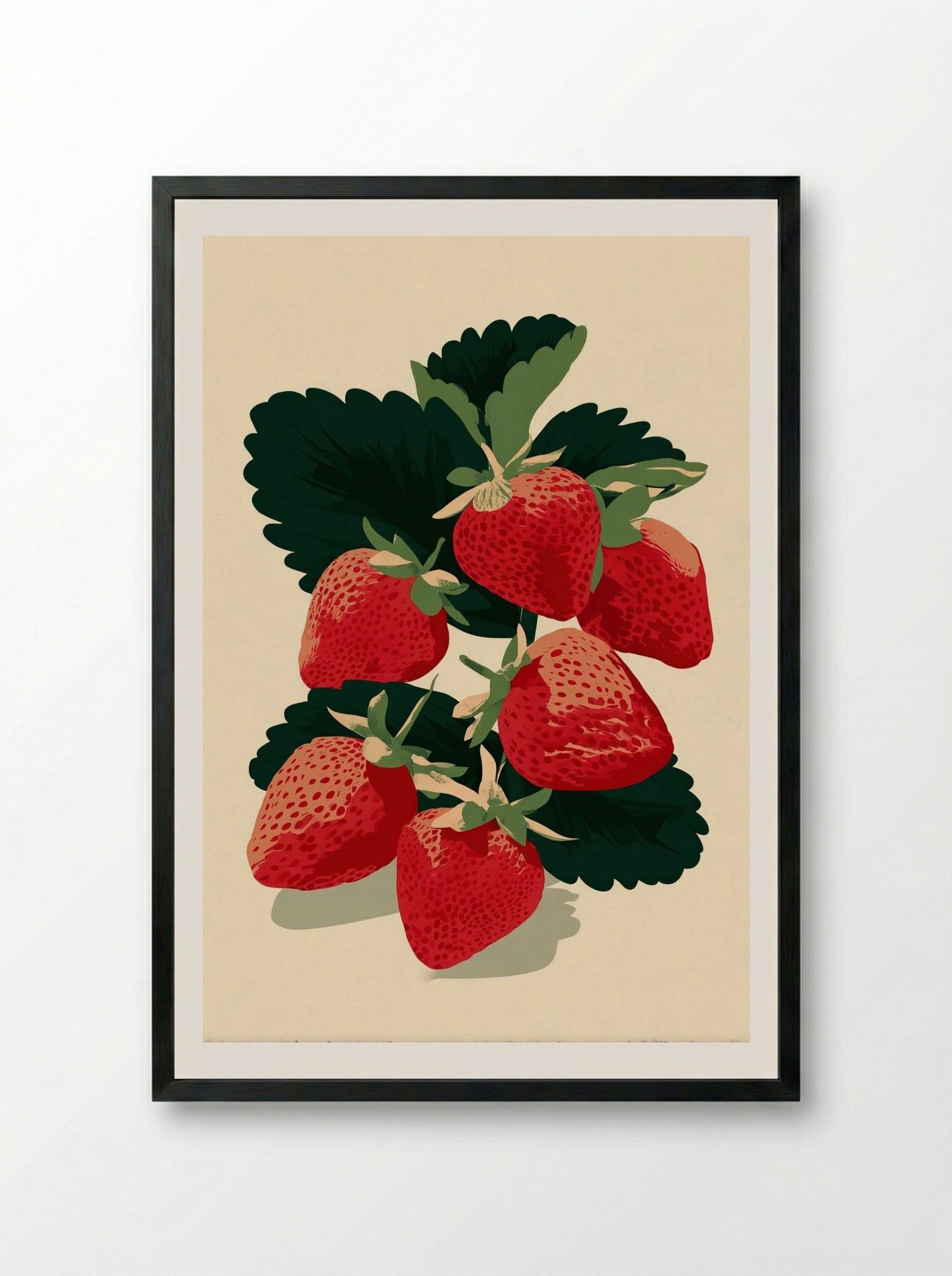 Sweet Strawberries – Vintage Botanical Fruit Print.png - Framed Print Black