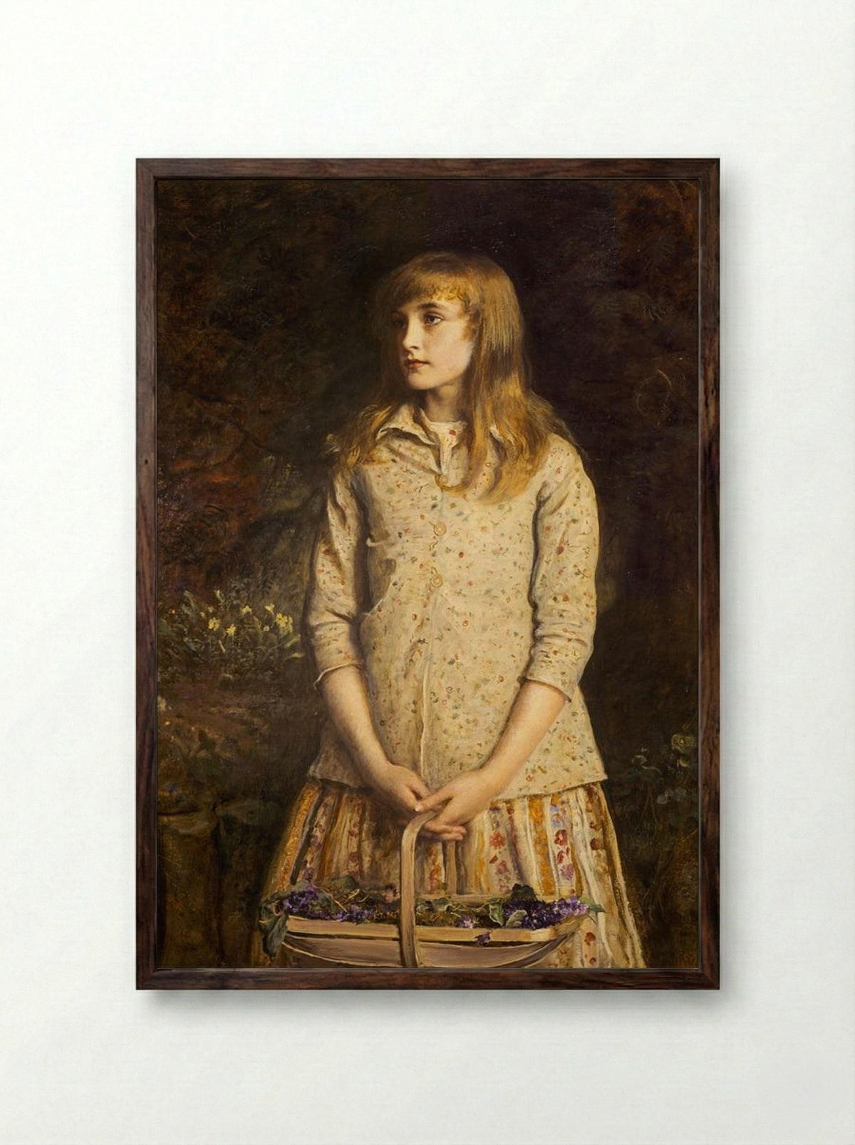 Sweetest Eyes Were Ever Seen - John Everett Millais - Framed Print Dark Wood
