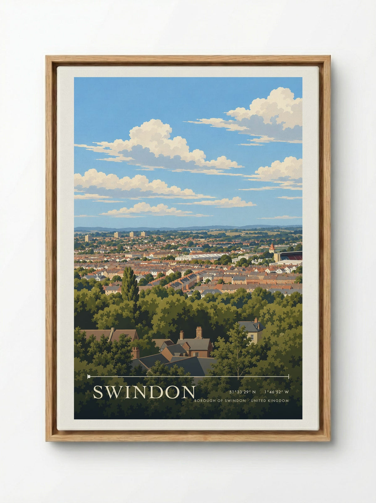 Swindon, Borough of Swindon | Travel Poster - Framed Canvas Wood
