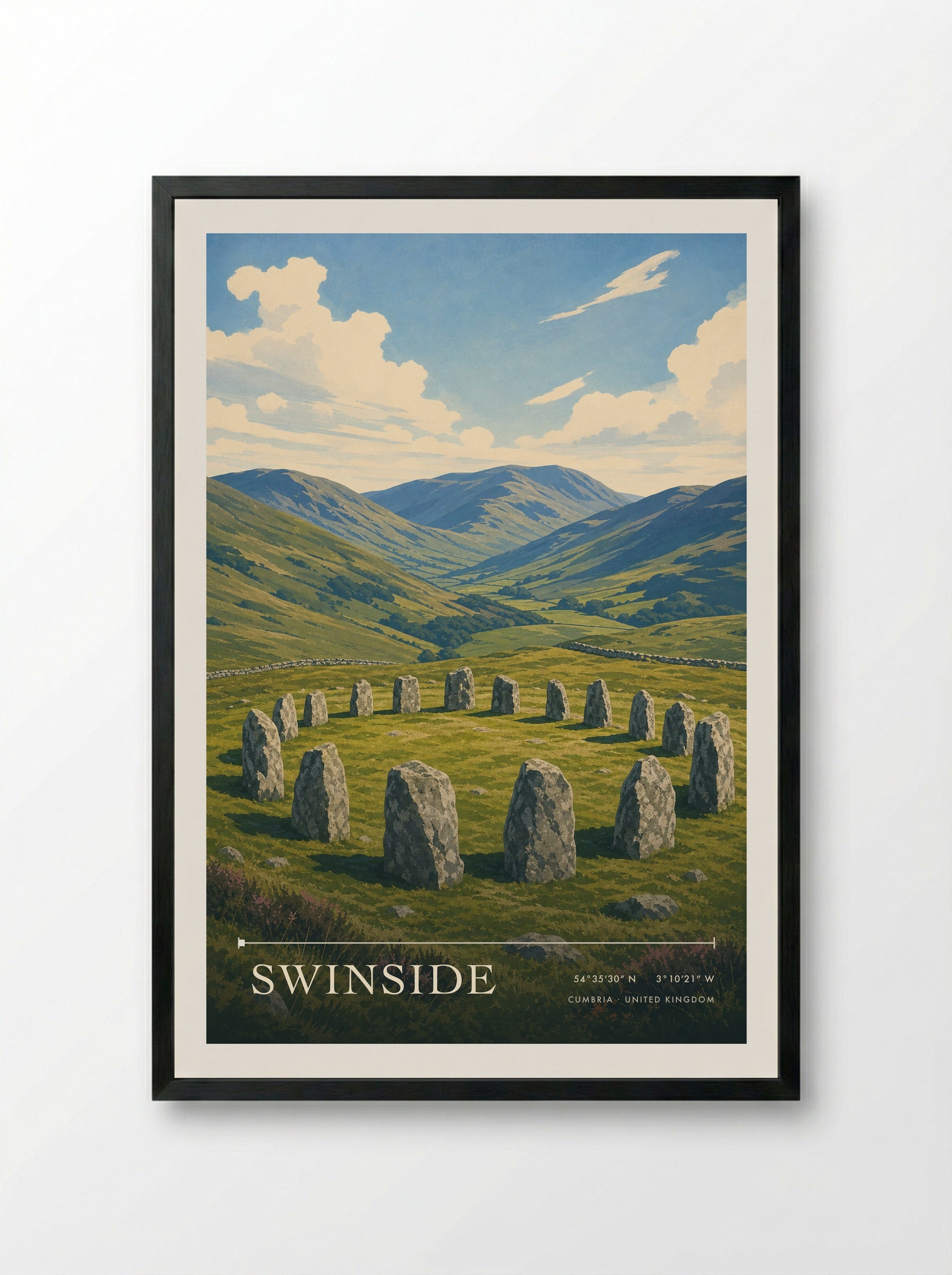 Swinside Cumbria United Kingdom Travel Poster - Framed Print Black