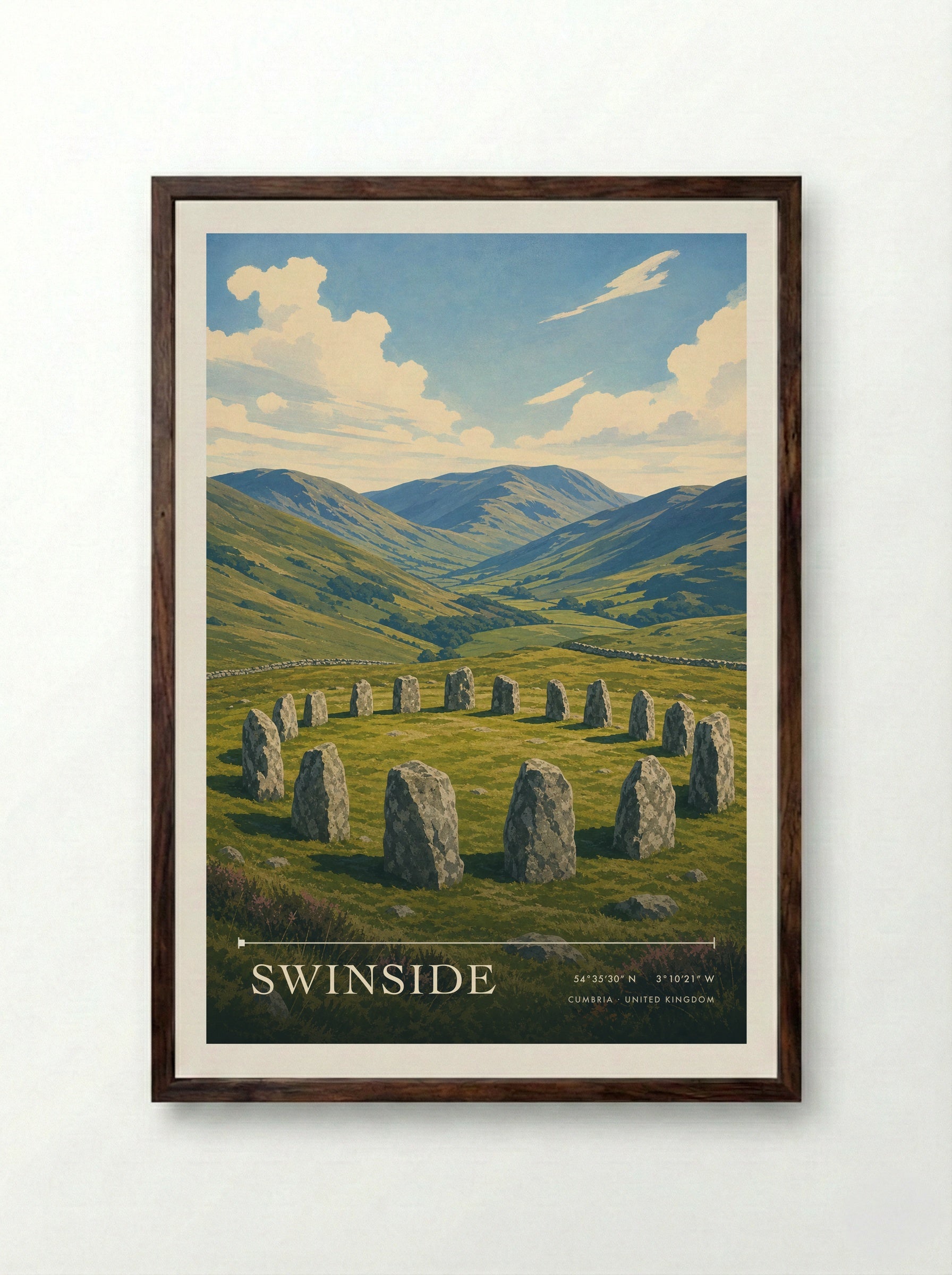 Swinside Cumbria United Kingdom Travel Poster - Framed Print Dark Wood