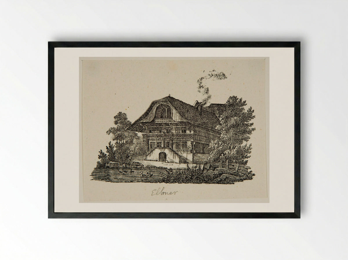 Swiss Chalet - P. Ellmer - Framed Print Black