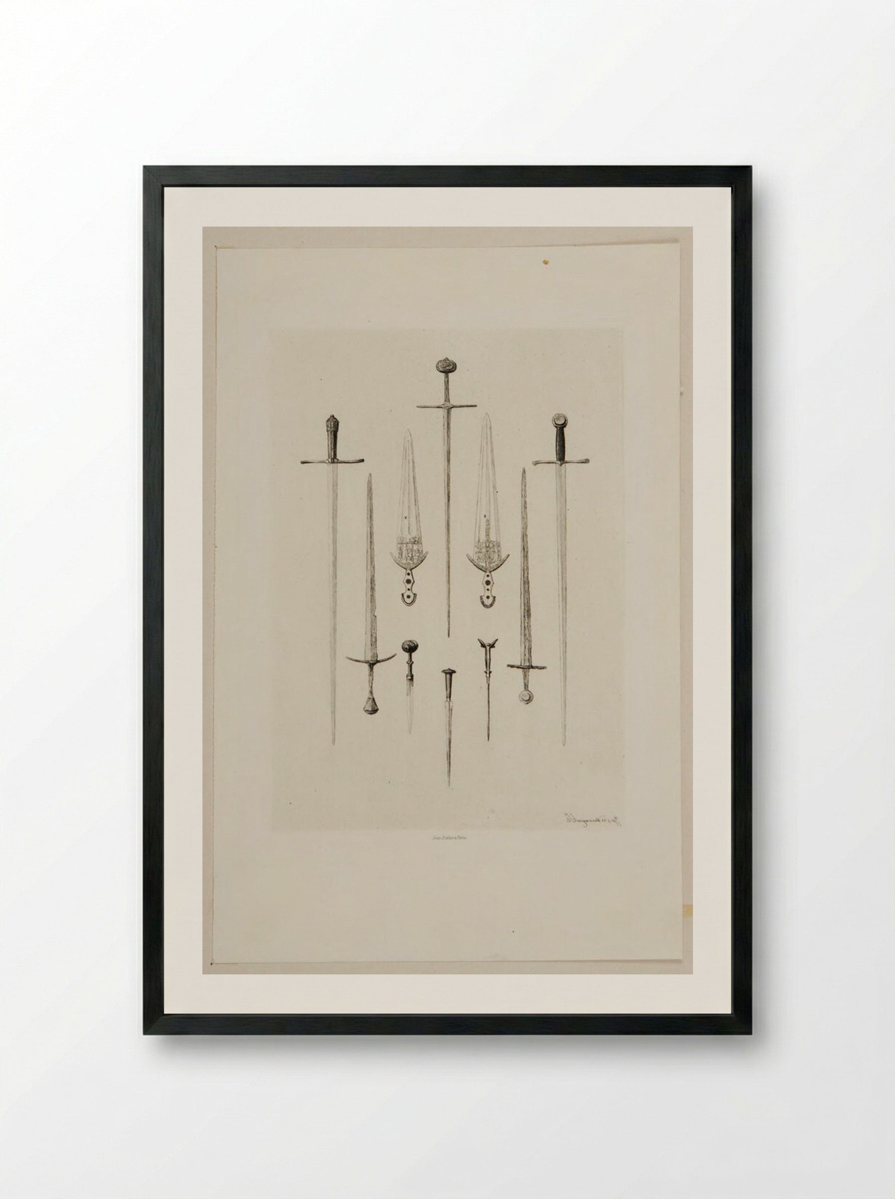 Swords and Daggers of the 16th Century - Jules Ferdinand Jacquemart - Framed Print Black