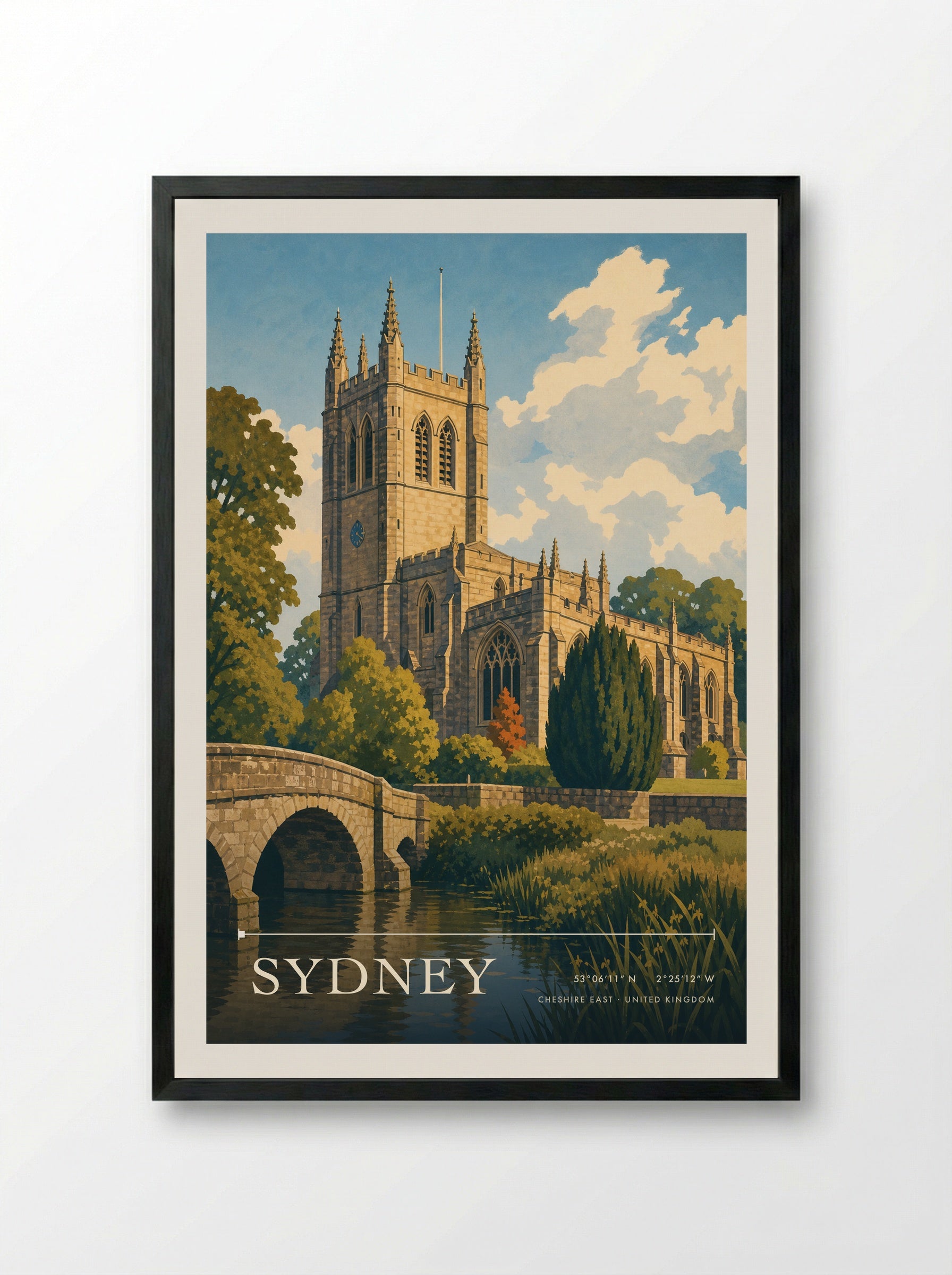 Sydney Cheshire East United Kingdom Travel Poster - Framed Print Black