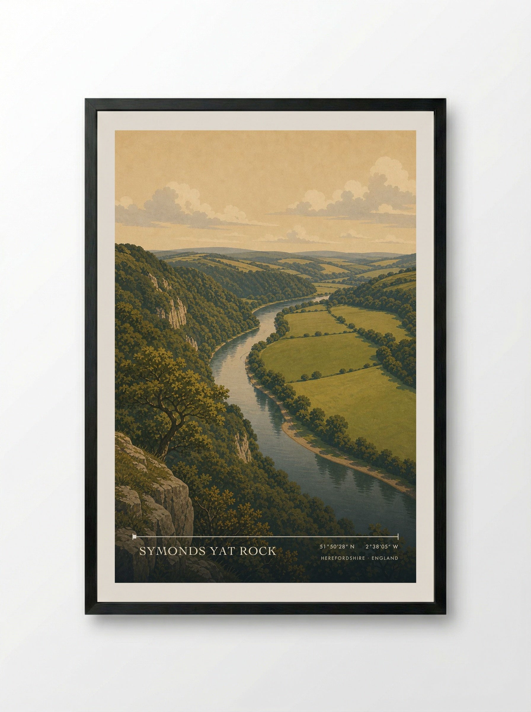 Symonds Yat Rock Herefordshire England Travel Poster - Framed Print Black