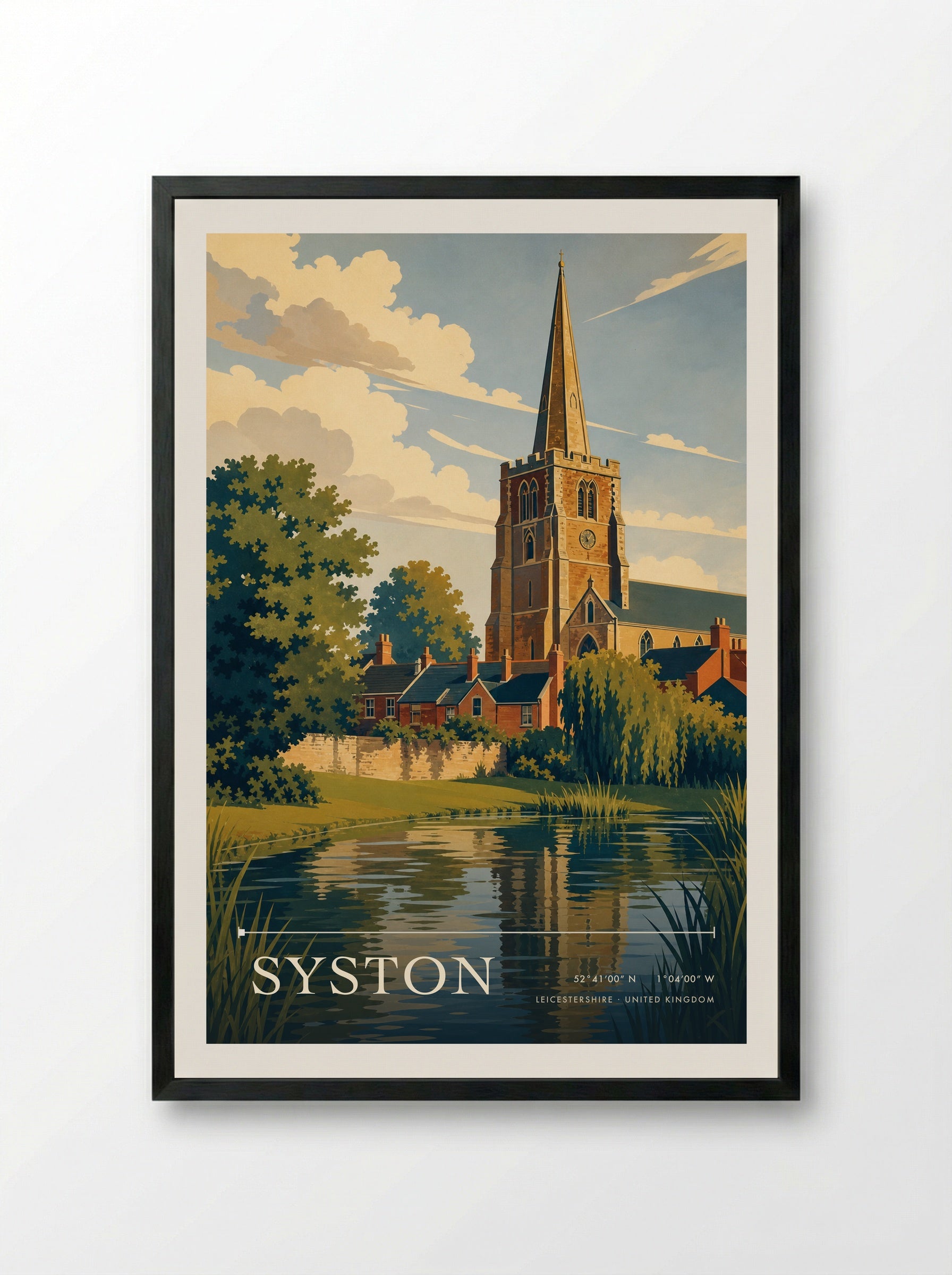 Syston Leicestershire United Kingdom Travel Poster - Framed Print Black
