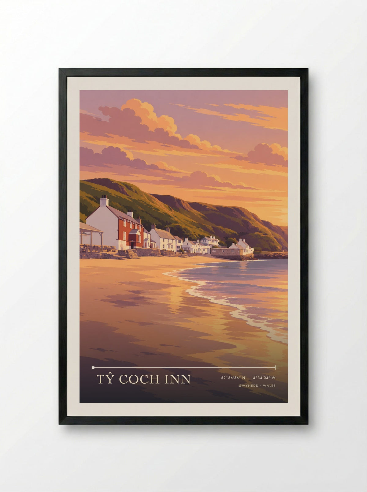 Tŷ Coch Inn, Gwynedd | Travel Poster - Framed Print Black