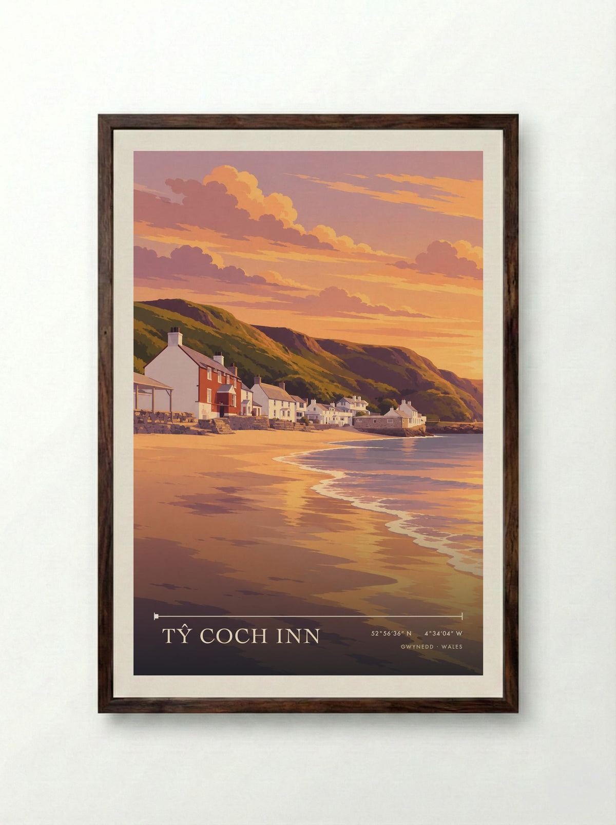 Tŷ Coch Inn, Gwynedd | Travel Poster - Framed Print Dark Wood