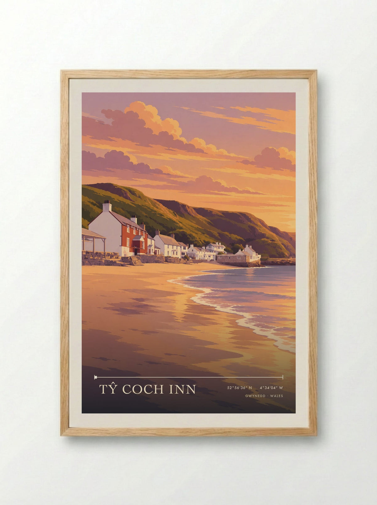 Tŷ Coch Inn, Gwynedd | Travel Poster - Framed Print Wood