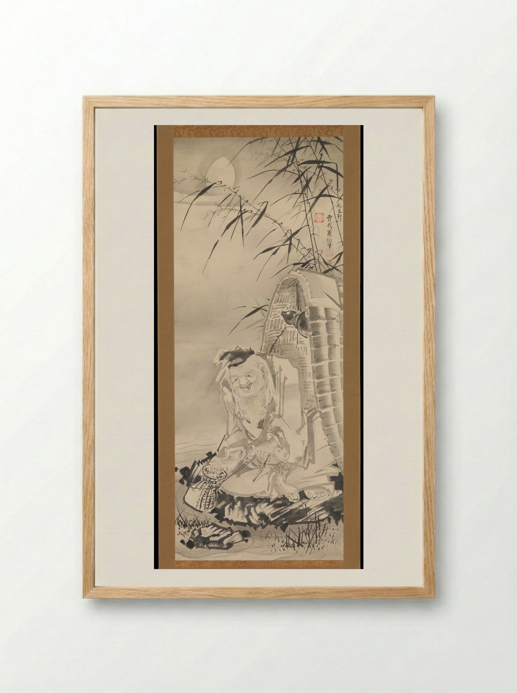 Tōkaibō with a Fishing Basket - Soga Shōhaku - Framed Print Wood
