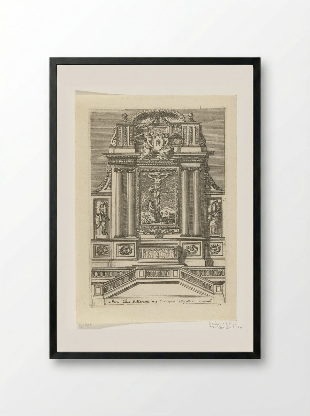 Tabernacle with Crucifixion and Mary Magdalene - Jean Lepautre - Framed Print Black