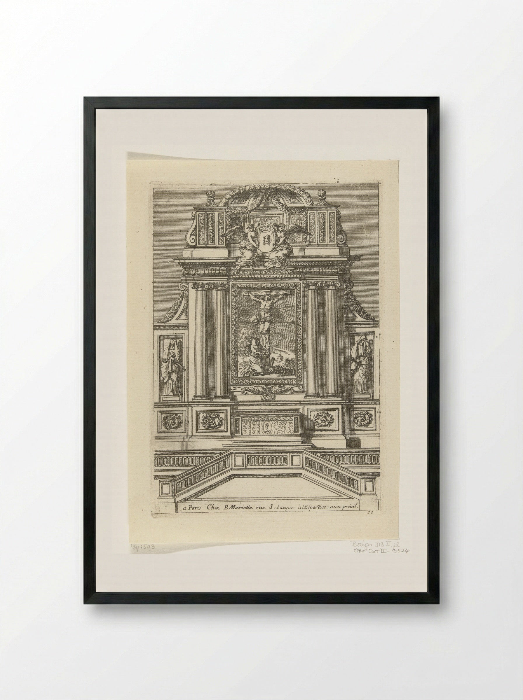 Tabernacle with Crucifixion and Mary Magdalene - Jean Lepautre - Framed Print Black