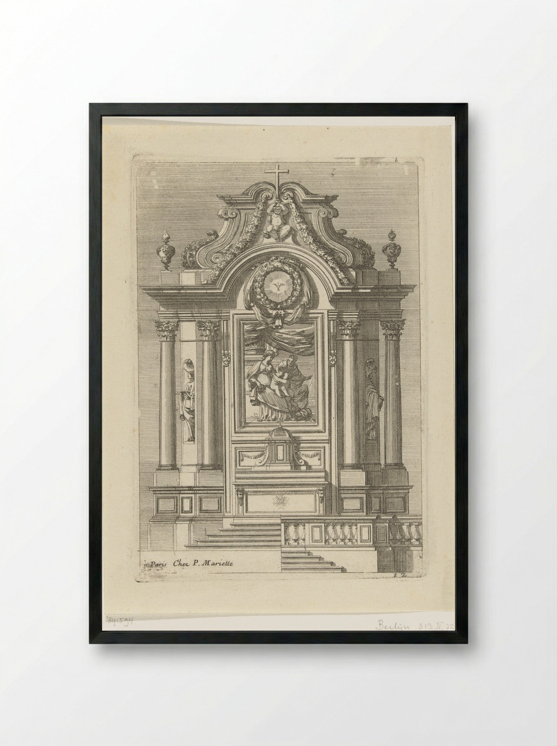 Tabernacle with the Holy Family and Saint John - Jean Lepautre - Framed Print Black