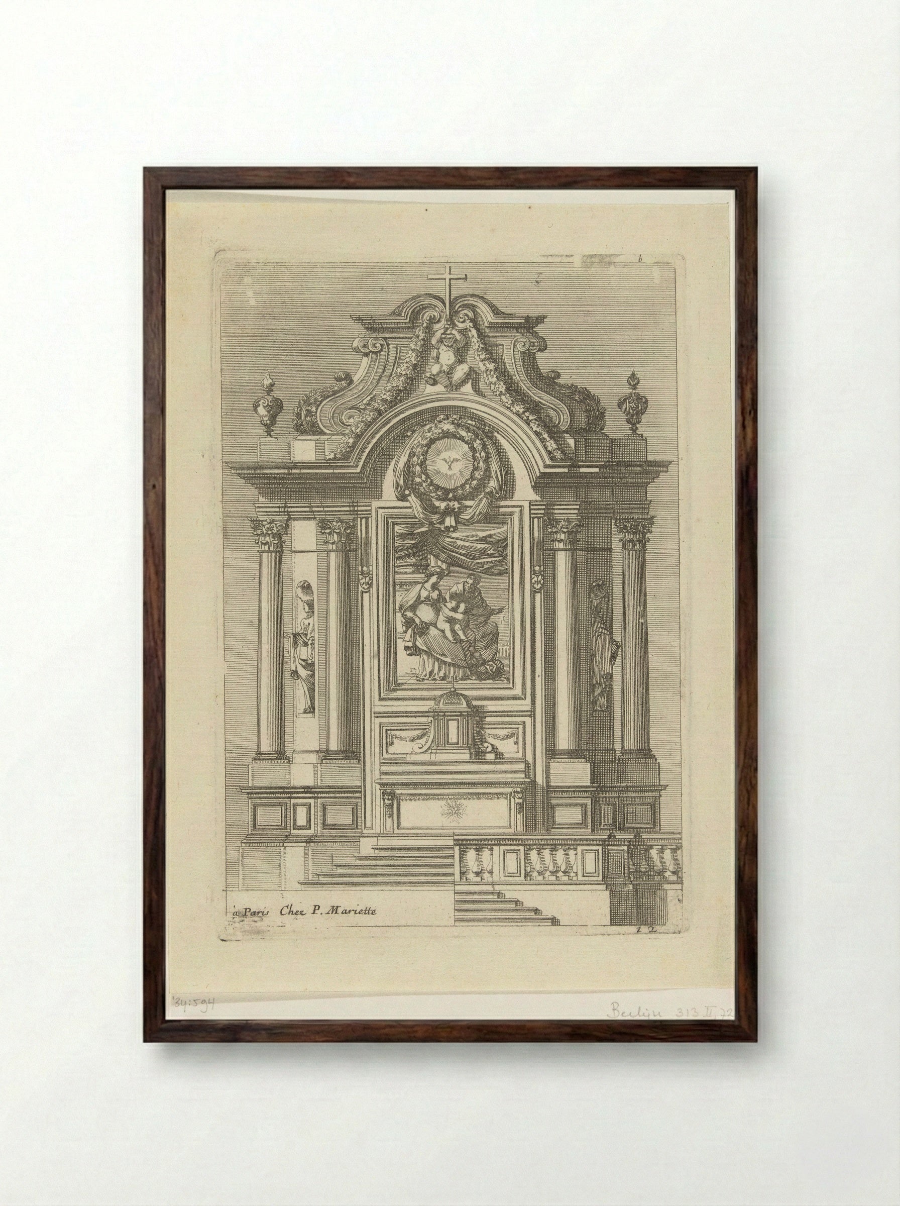 Tabernacle with the Holy Family and Saint John - Jean Lepautre - Framed Print Dark Wood