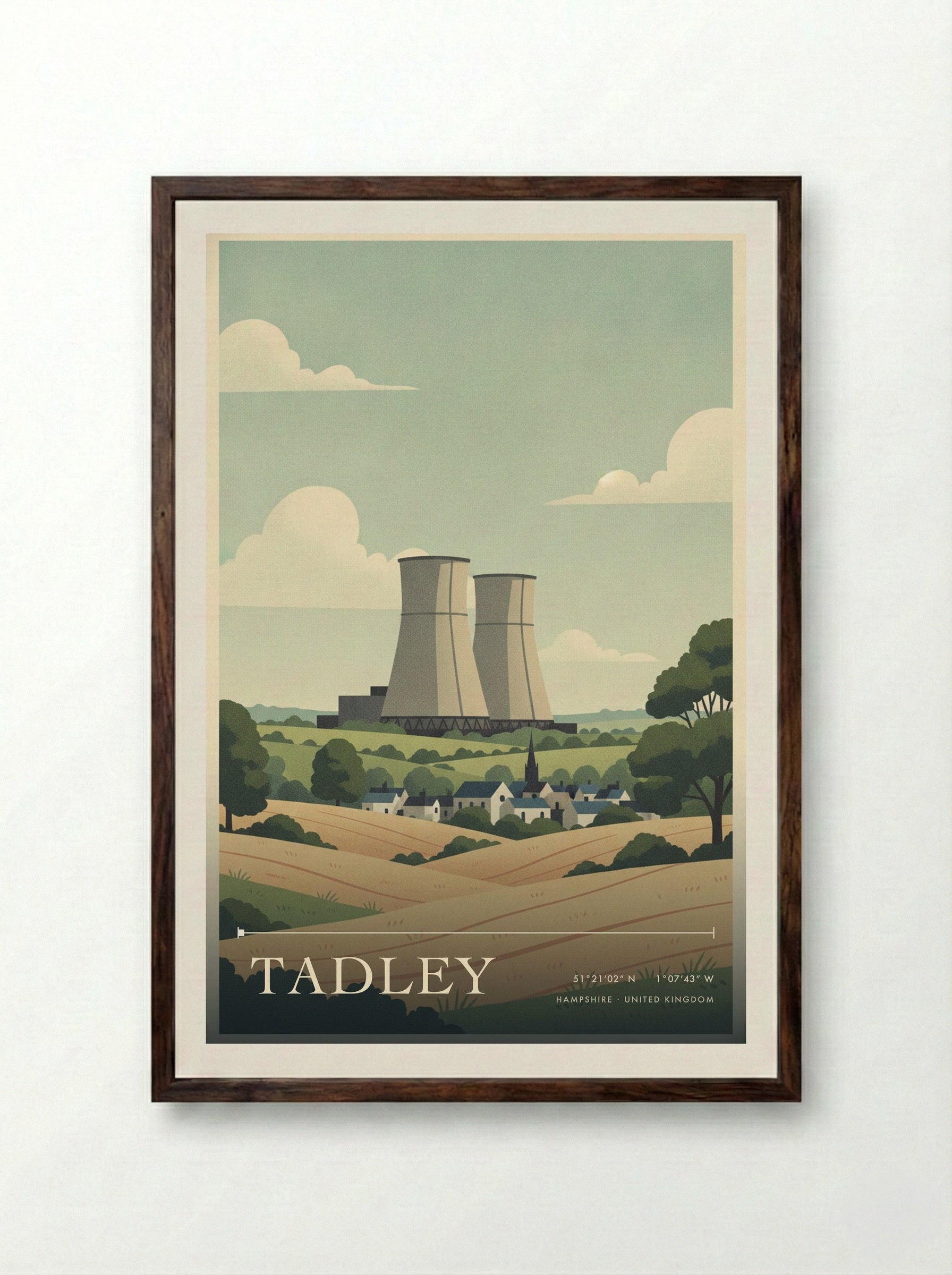 Tadley Hampshire United Kingdom Travel Poster - Framed Print Dark Wood