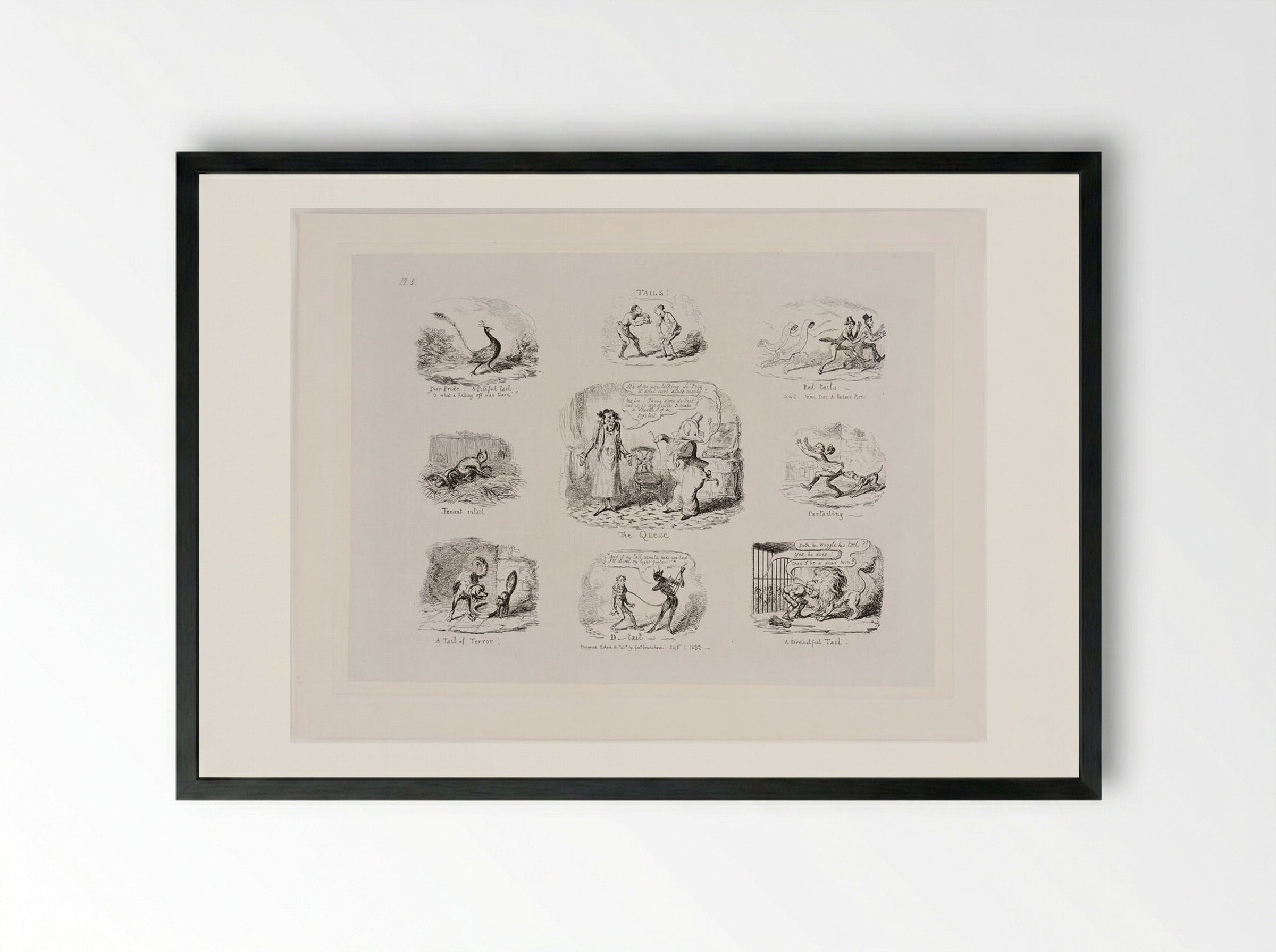 Tails! - George Cruikshank - Framed Print Black