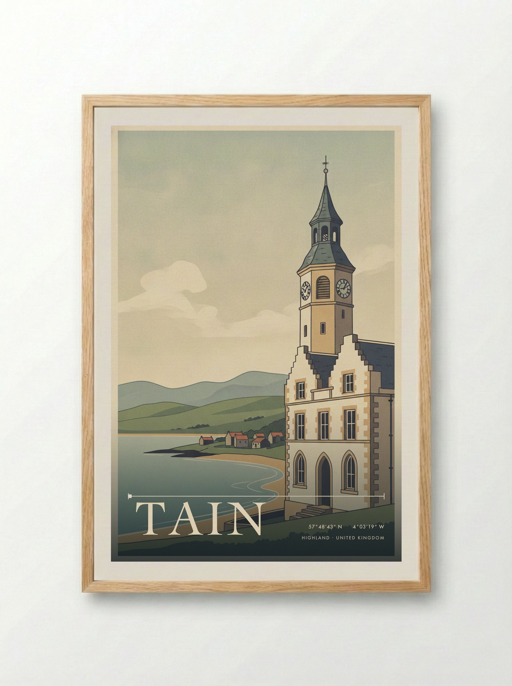 Tain Highland United Kingdom Travel Poster - Framed Print Wood