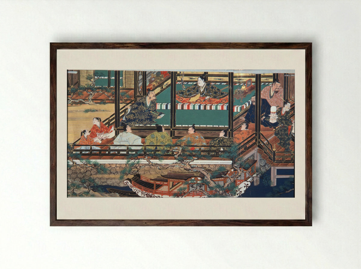 Taira no Koremori’s Farewell - Iwasa Matabei - Framed Print Dark Wood