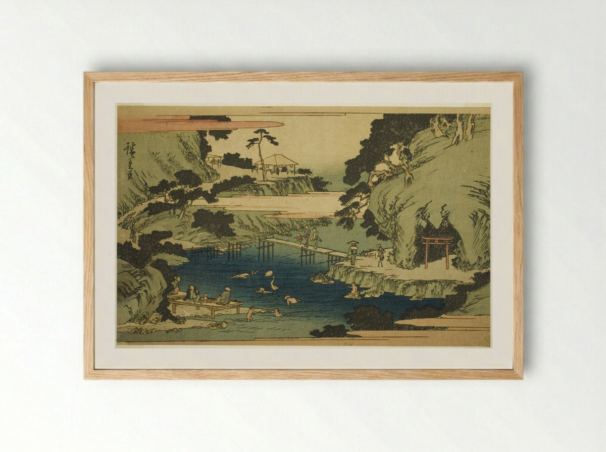 Takinogawa at Oji - Utagawa Hiroshige - Framed Print Wood