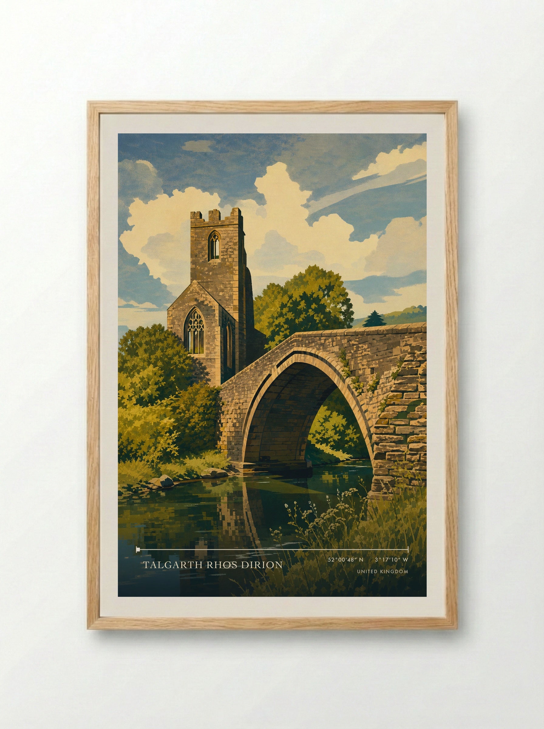 Talgarth Rhos Dirion United Kingdom Travel Poster - Framed Print Wood