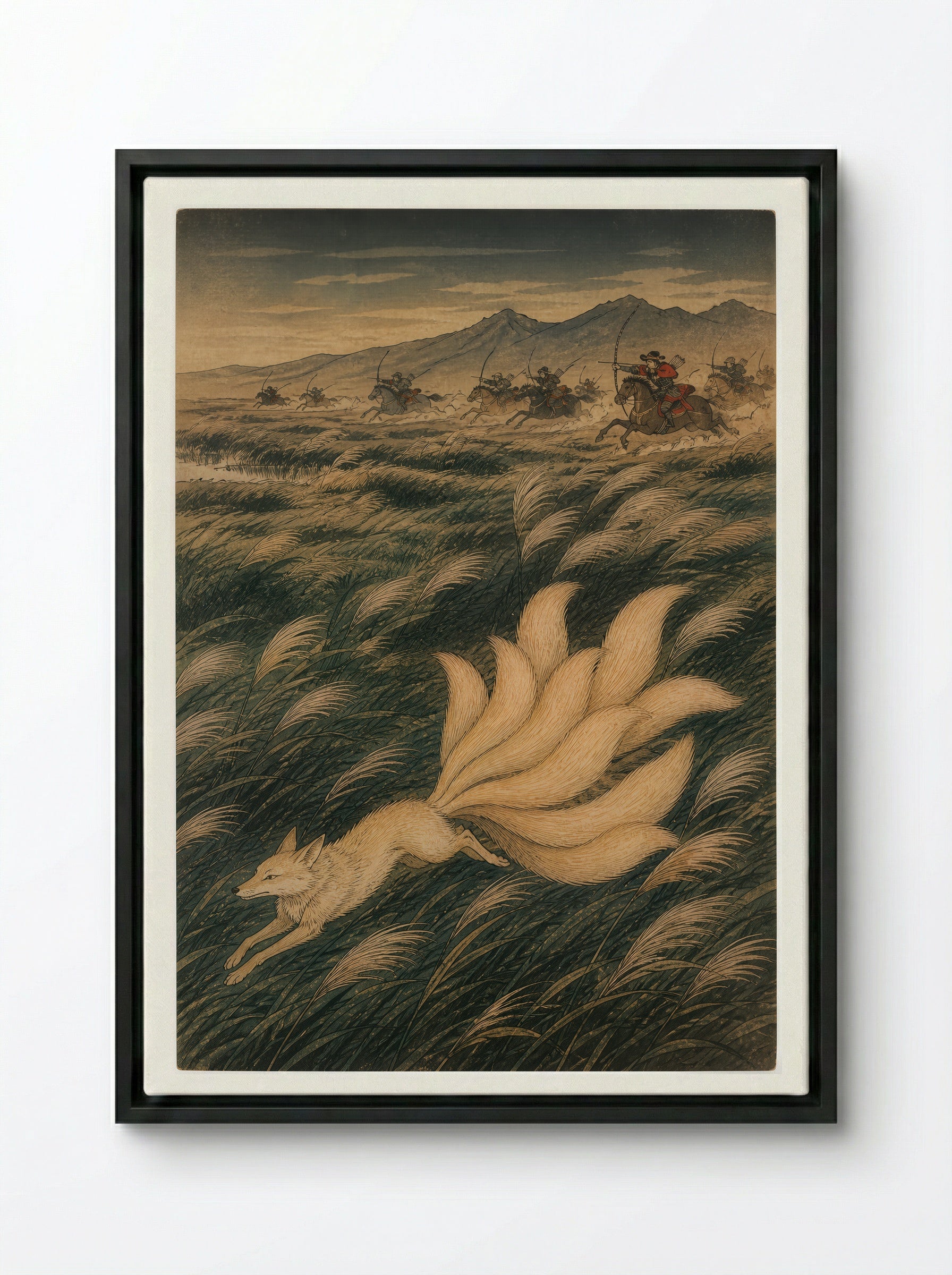 Tamamo-no-Mae and the Killing Stone: The Flight to Nasu - Framed Canvas Black