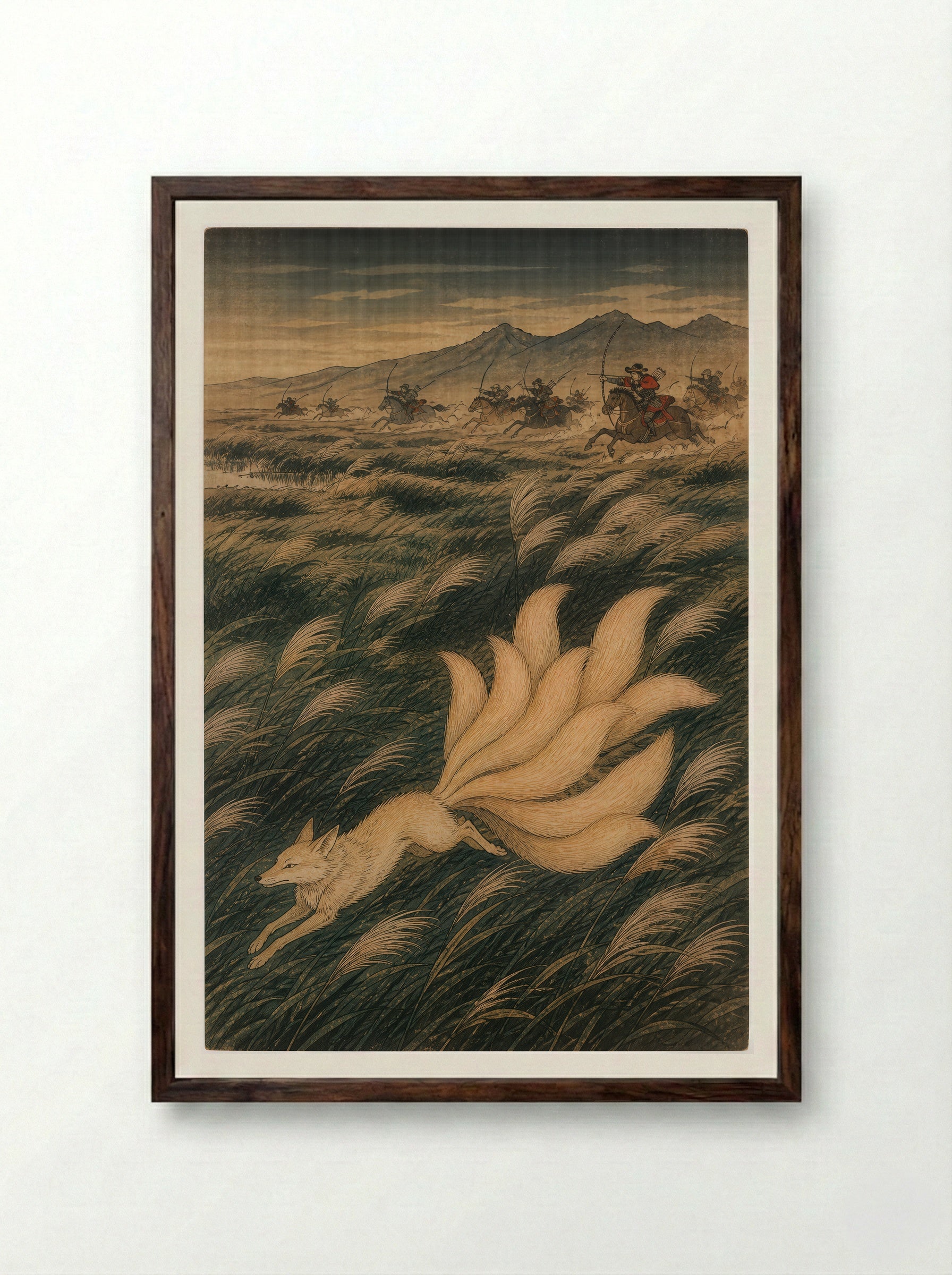 Tamamo-no-Mae and the Killing Stone: The Flight to Nasu - Framed Print Dark Wood