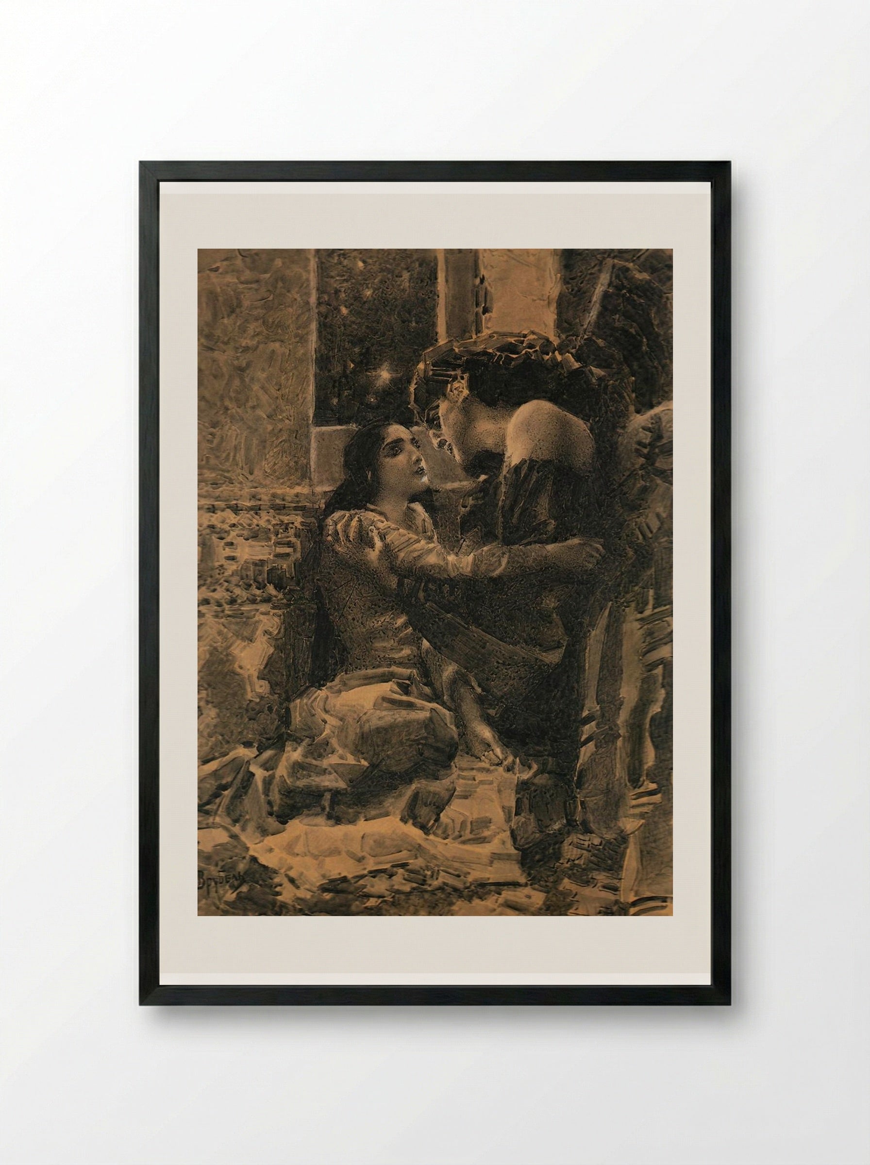 Tamara and the Demon - Mikhail Vrubel - Framed Print Black