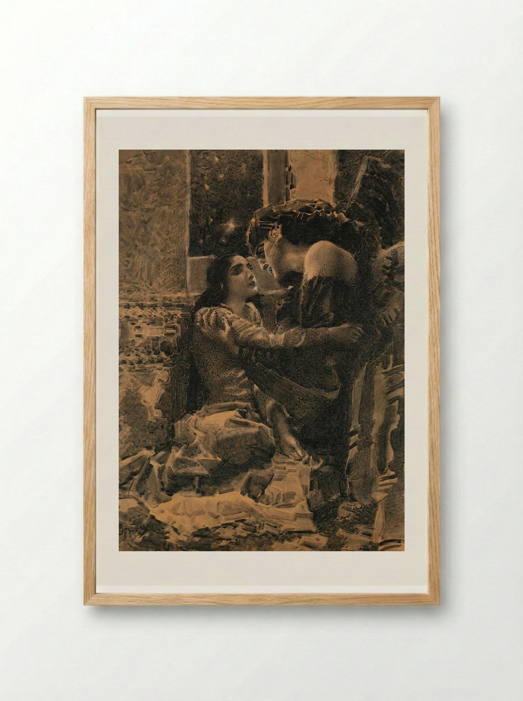 Tamara and the Demon - Mikhail Vrubel - Framed Print Wood