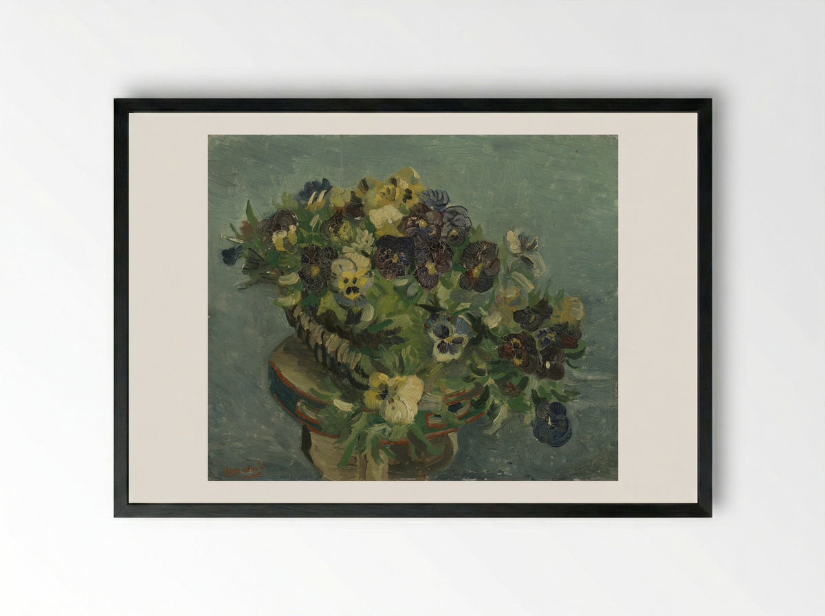 Tambourine with Pansies - Vincent van Gogh - Framed Print Black