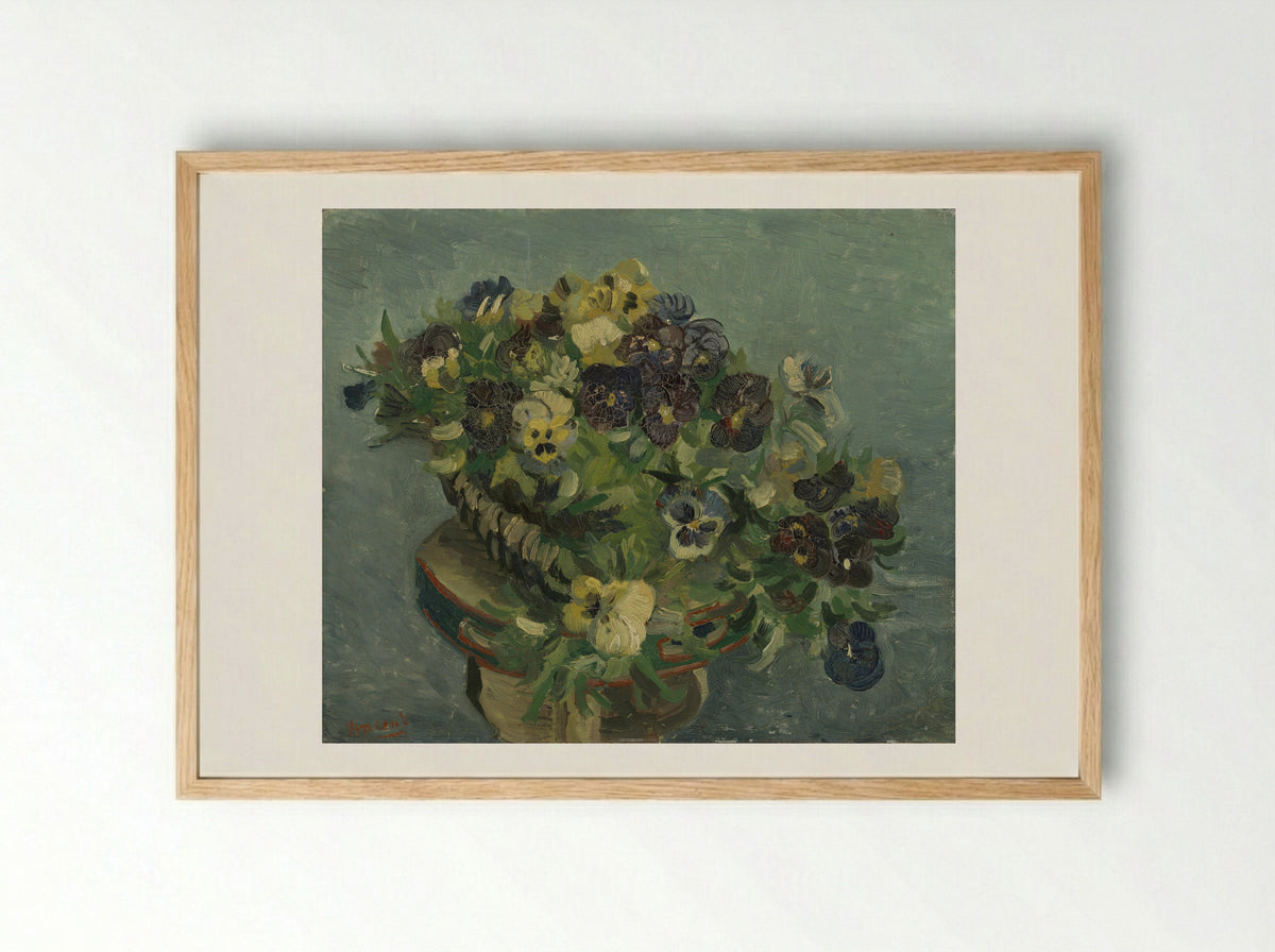 Tambourine with Pansies - Vincent van Gogh - Framed Print Wood