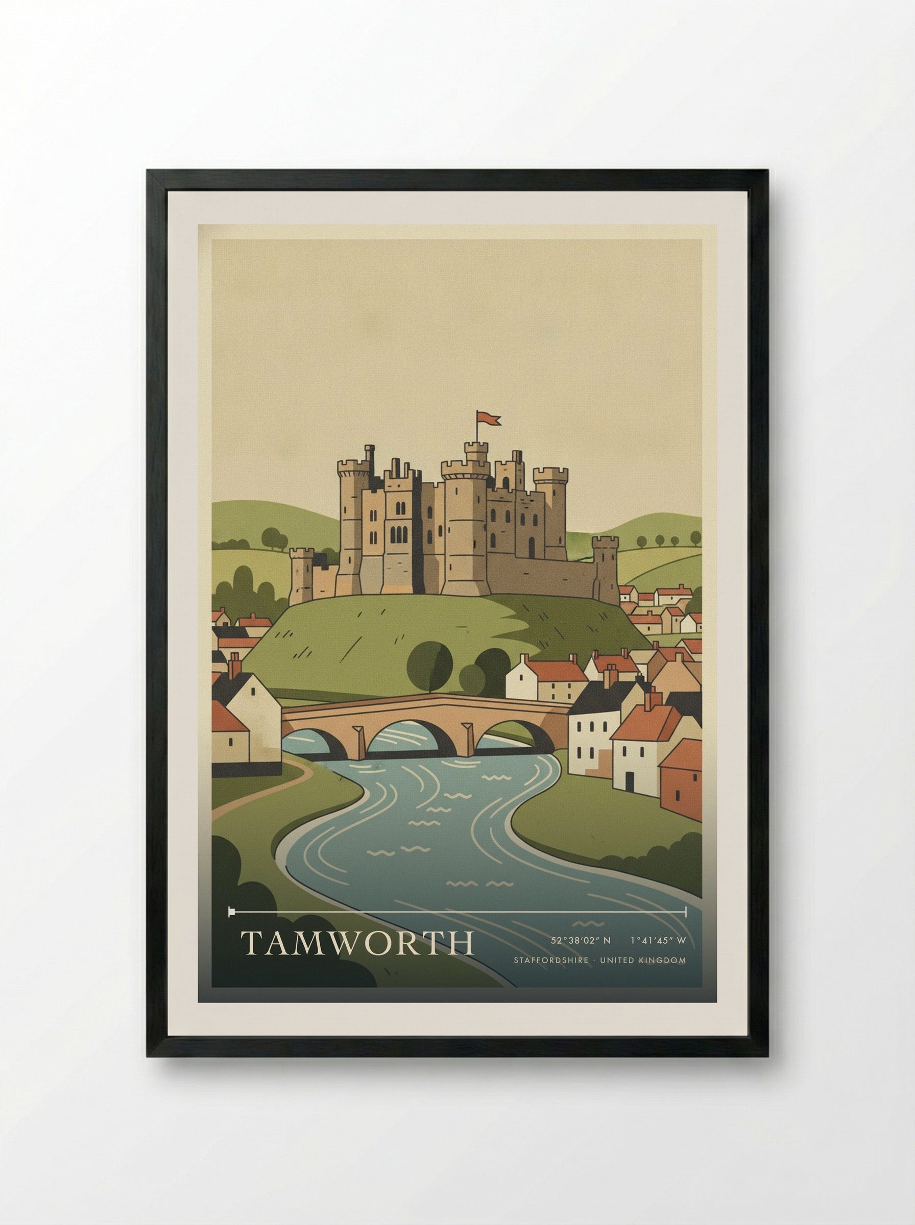 Tamworth Staffordshire United Kingdom Travel Poster - Framed Print Black
