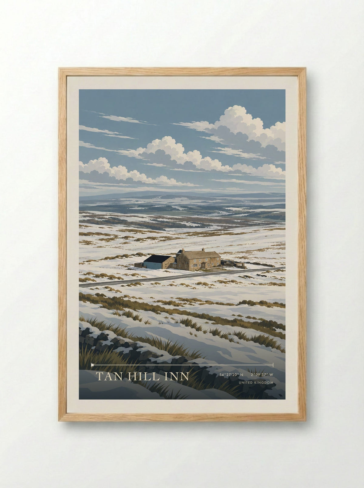 Tan Hill Inn | Travel Poster - Framed Print Wood