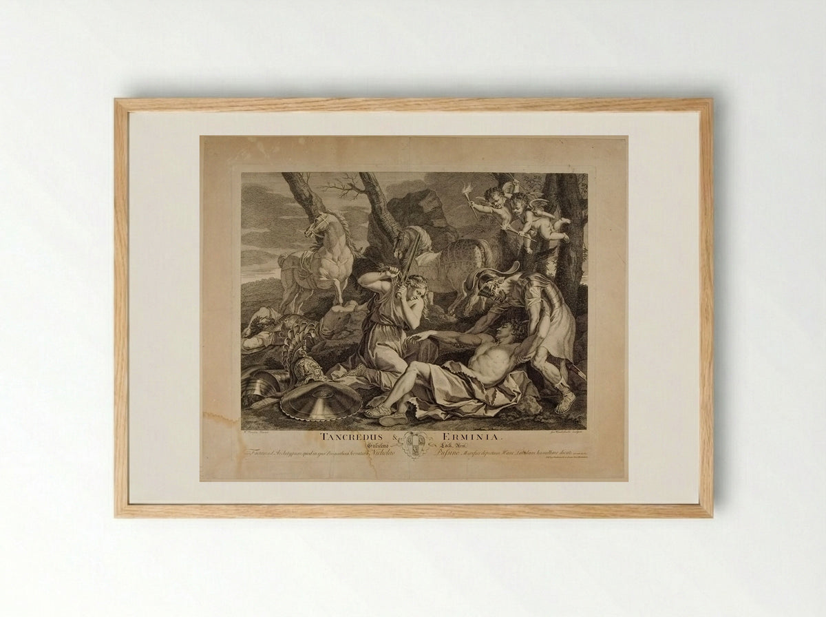 Tancredus and Erminia - Gerard van der Gucht - Framed Print Wood