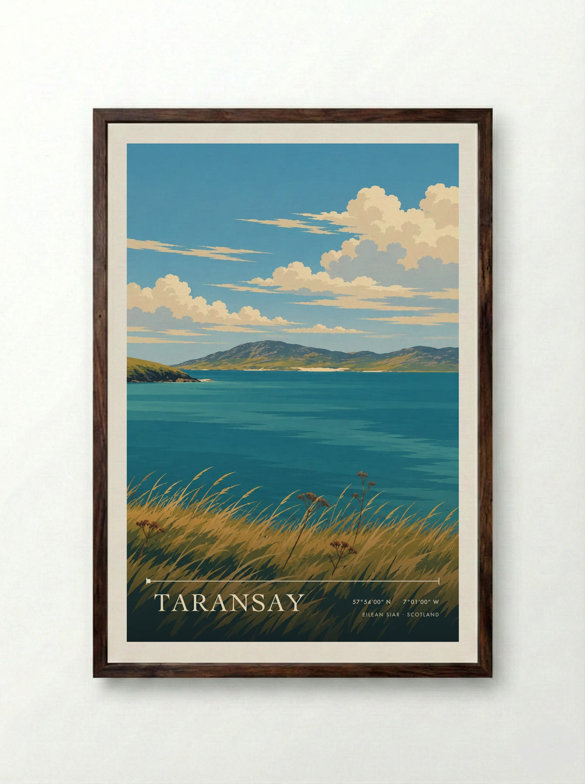 Taransay, Eilean Siar | Travel Poster - Framed Print Dark Wood