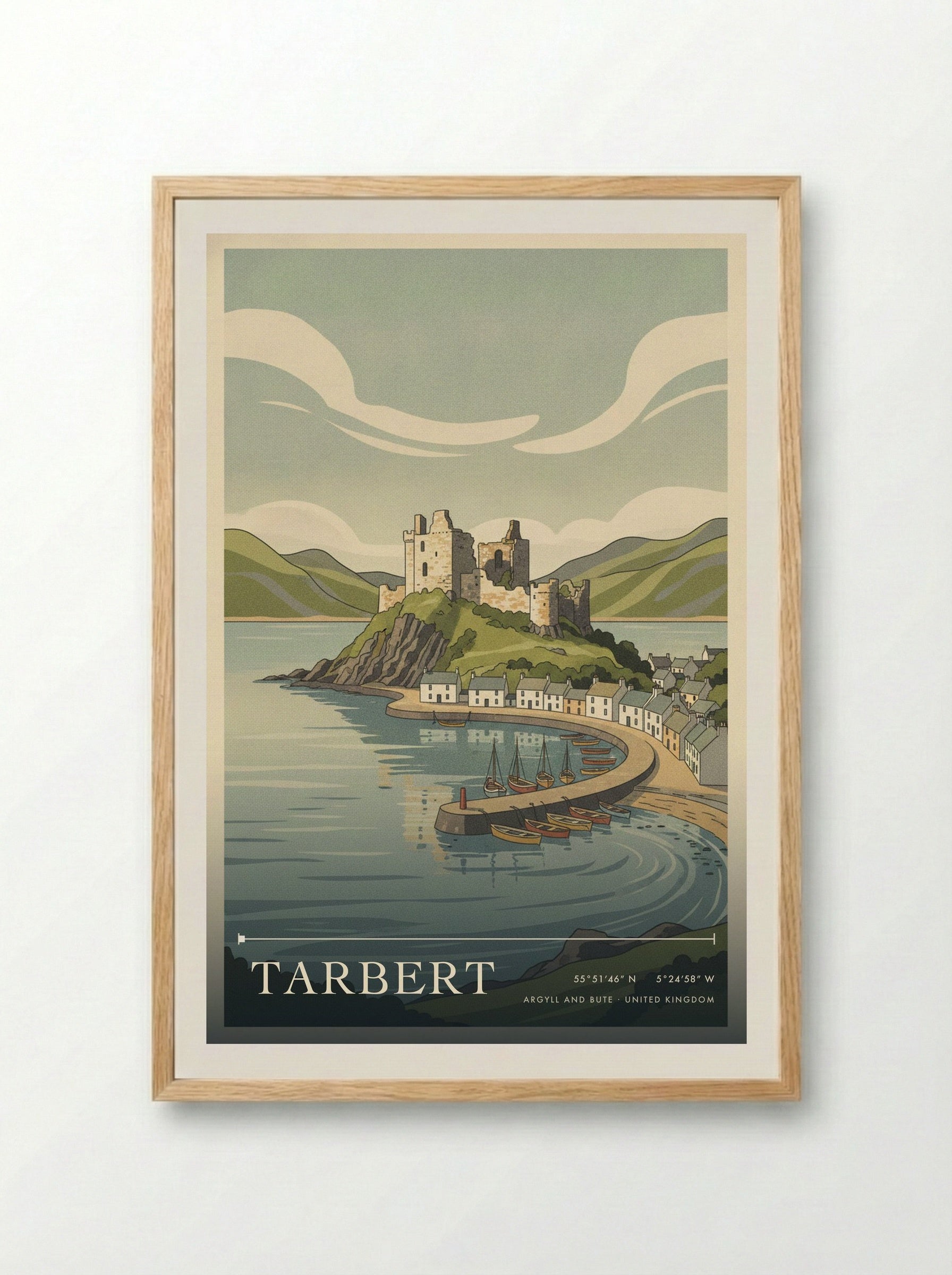 Tarbert Argyll and Bute United Kingdom Travel Poster - Framed Print Wood