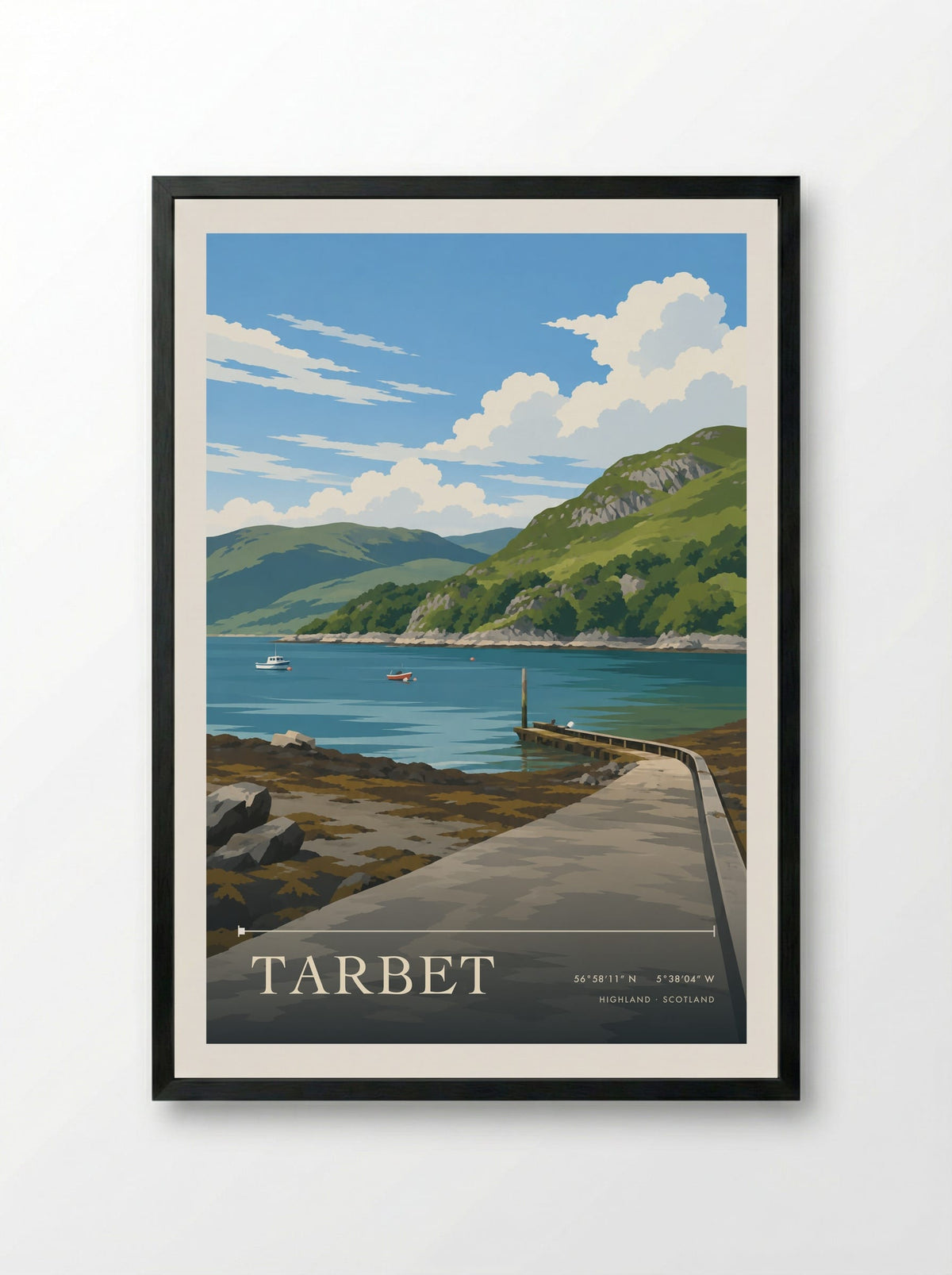 Tarbet, Highland | Travel Poster - Framed Print Black