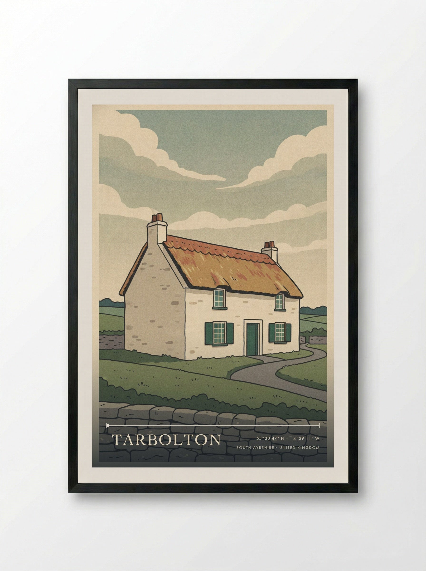 Tarbolton South Ayrshire United Kingdom Travel Poster - Framed Print Black