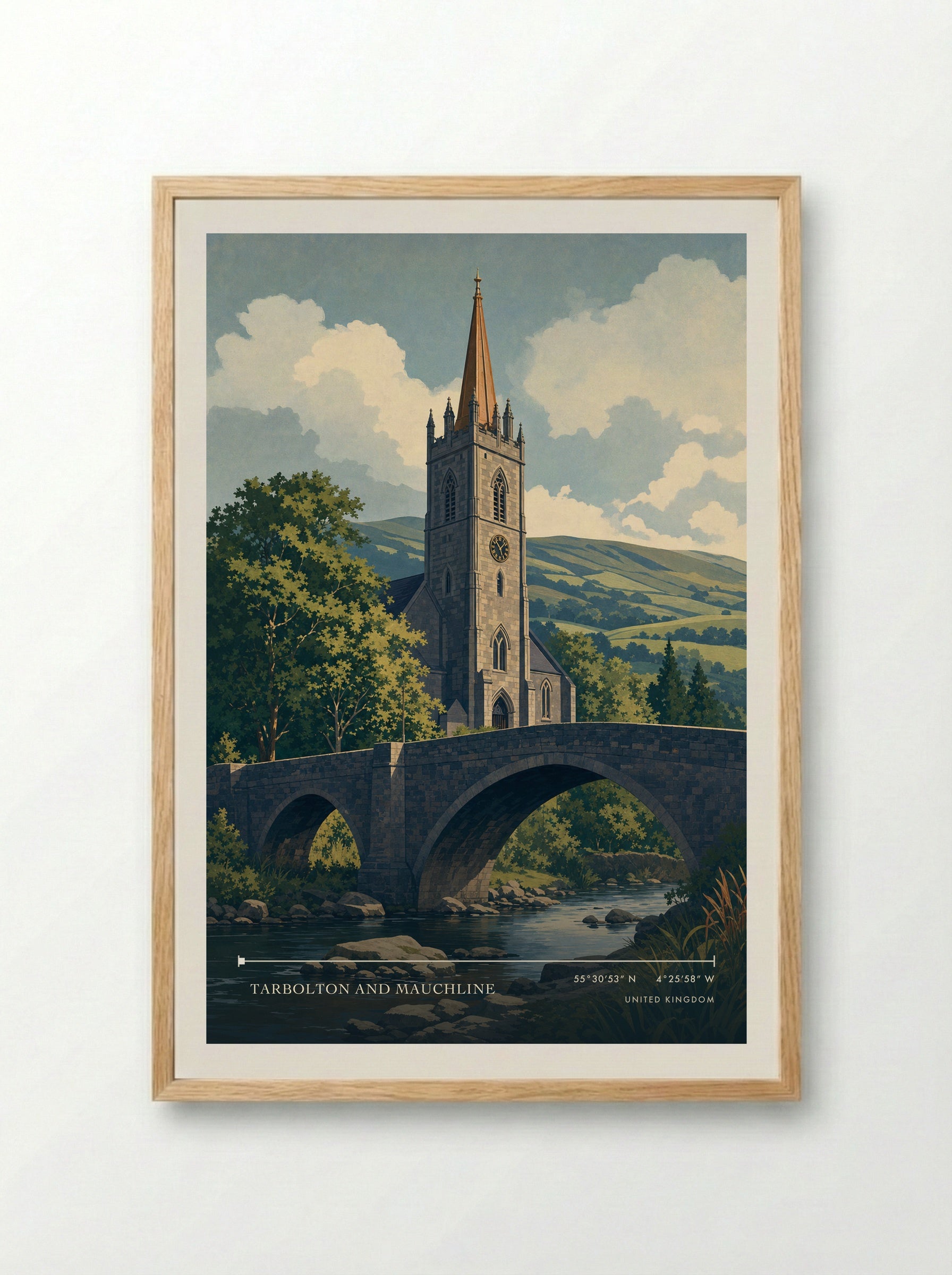 Tarbolton and Mauchline United Kingdom Travel Poster - Framed Print Wood