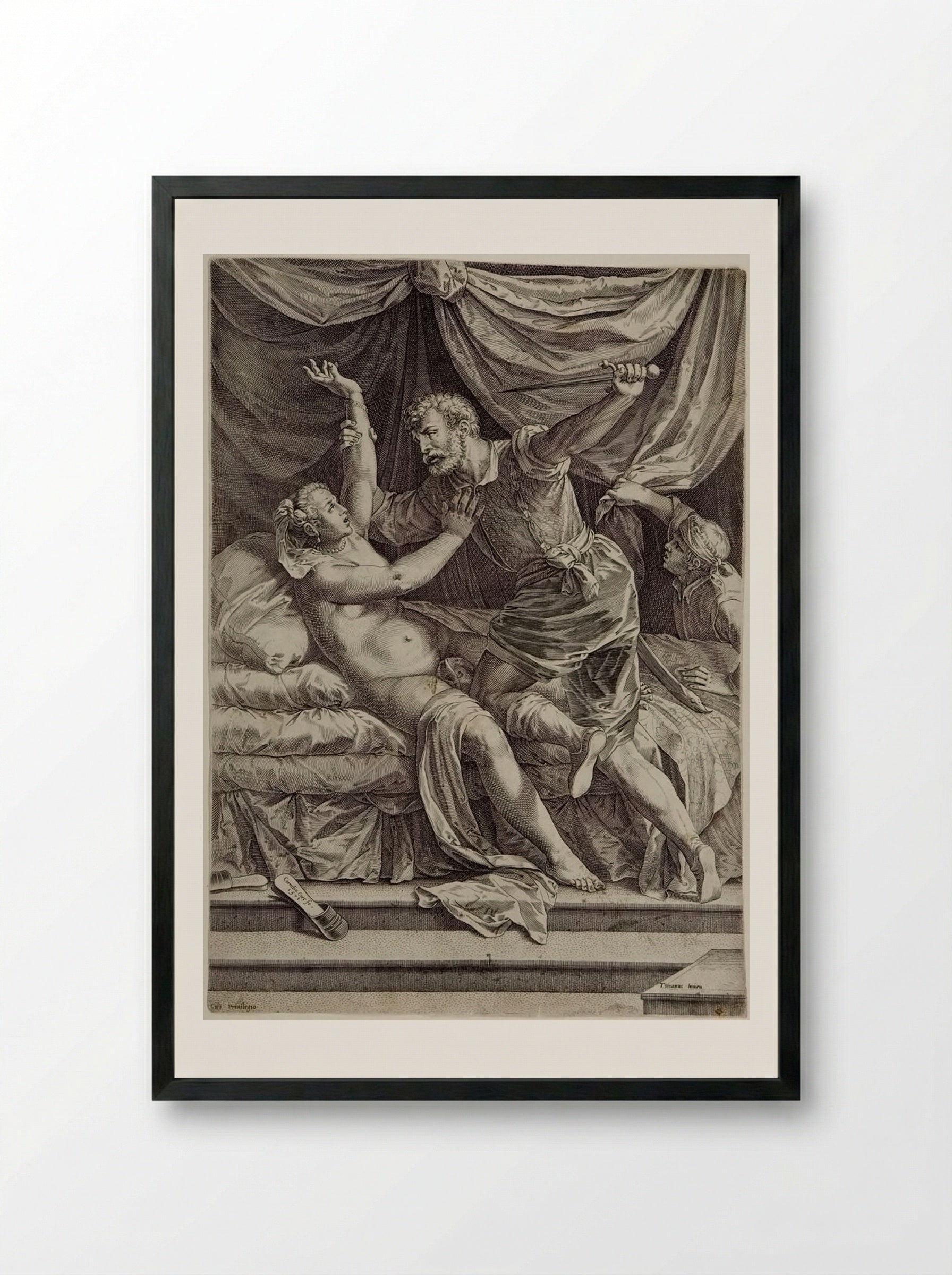 Tarquin and Lucretia - Cornelis Cort - Framed Print Black