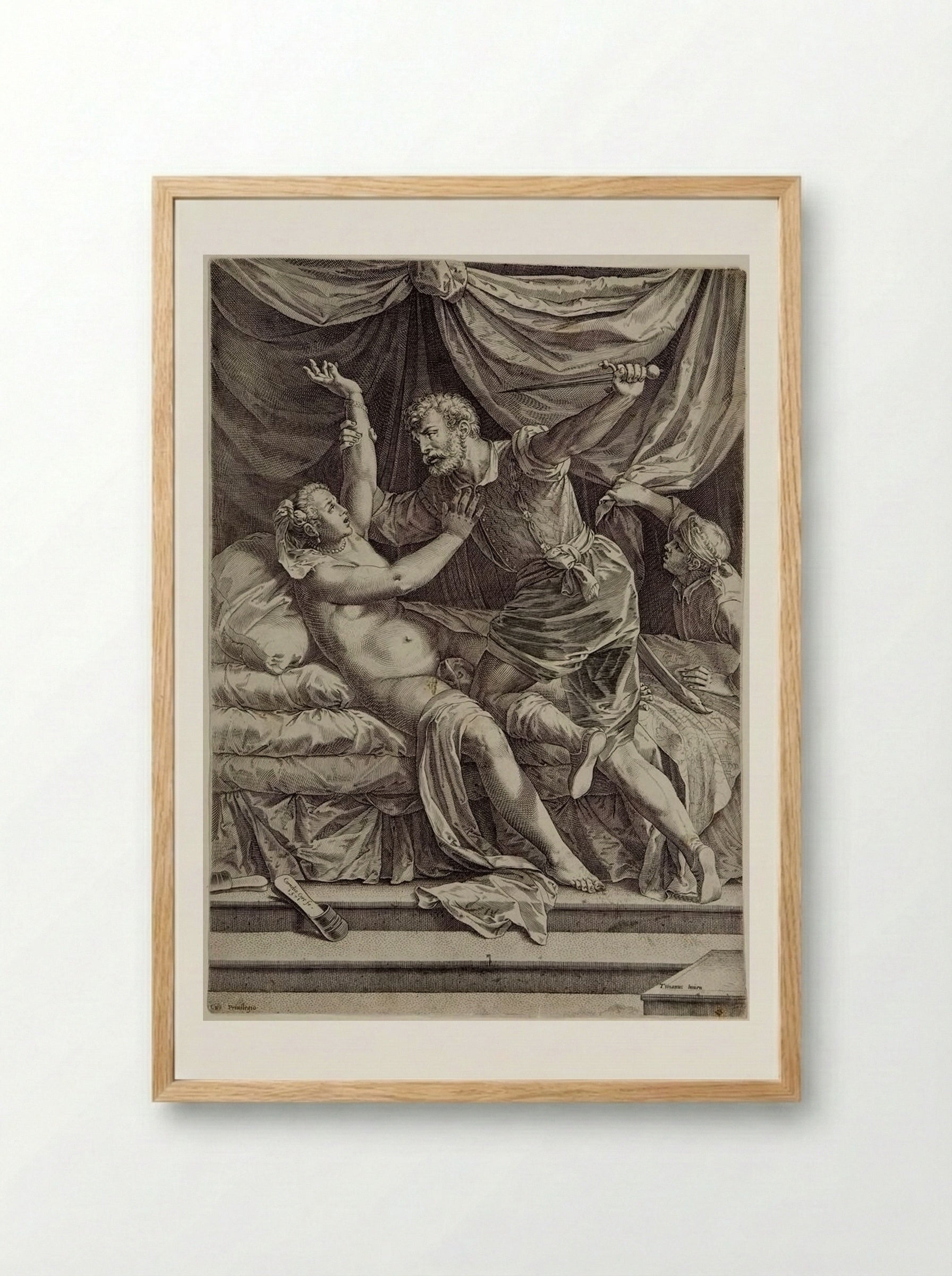 Tarquin and Lucretia - Cornelis Cort - Framed Print Wood