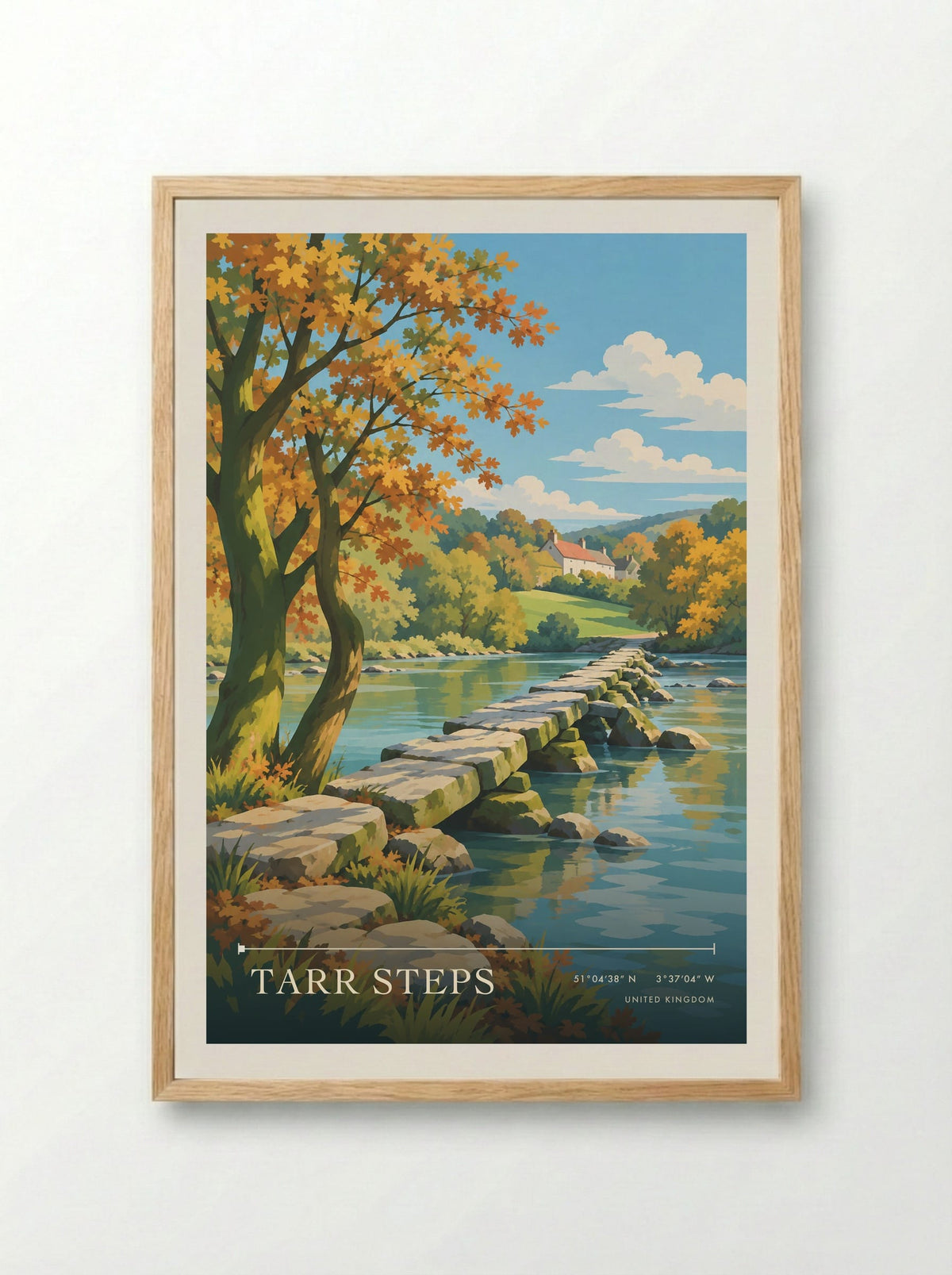 Tarr Steps | Travel Poster - Framed Print Wood