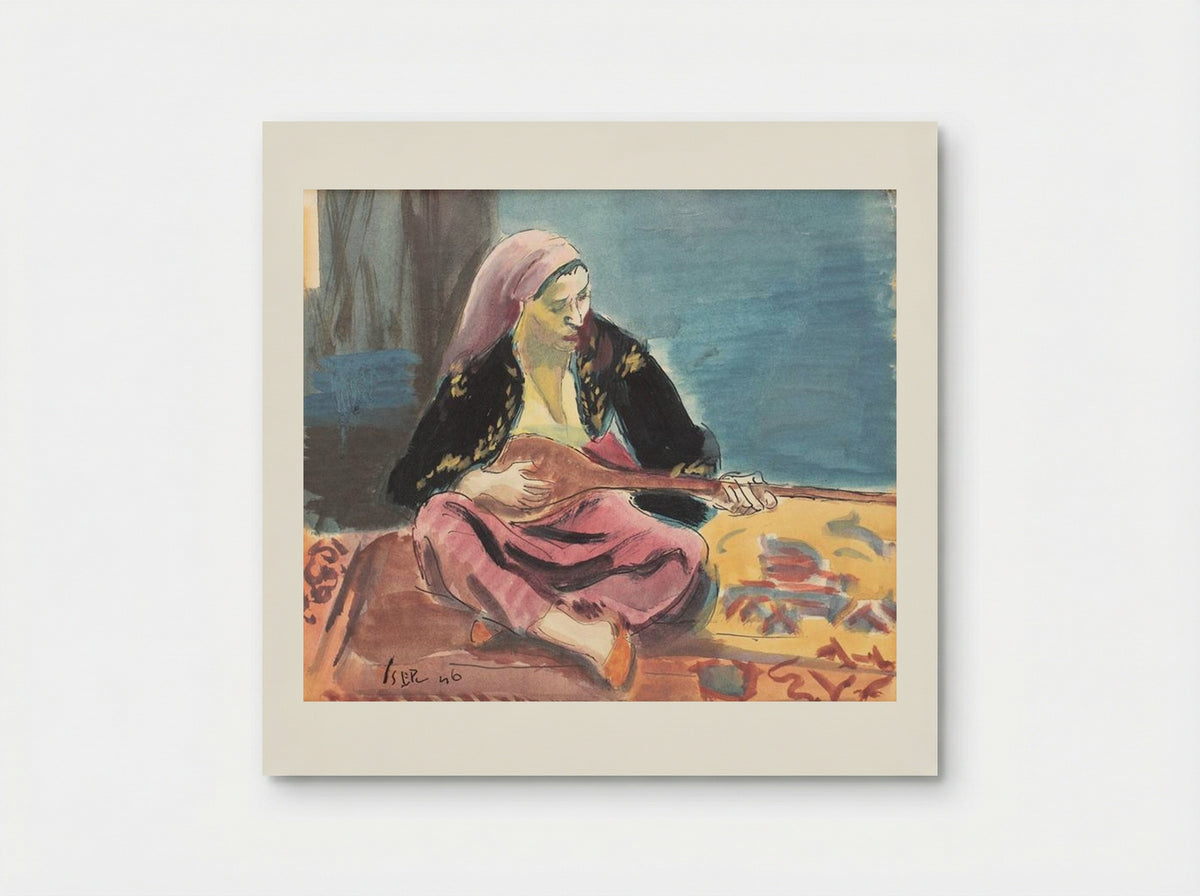 Tatar Woman With Mandoline - Iosif Iser - Poster