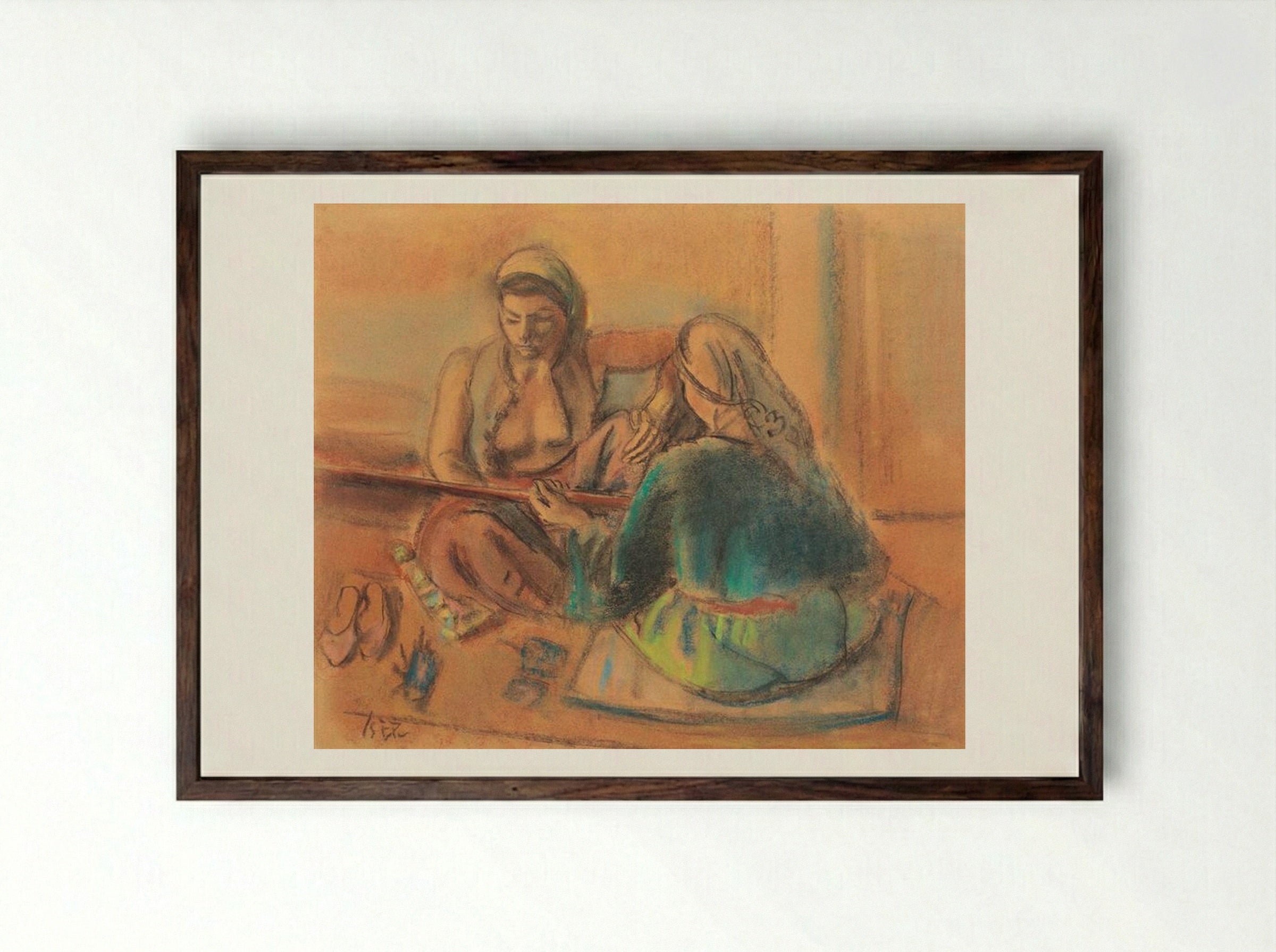 Tatar Women - Iosif Iser - Framed Print Dark Wood