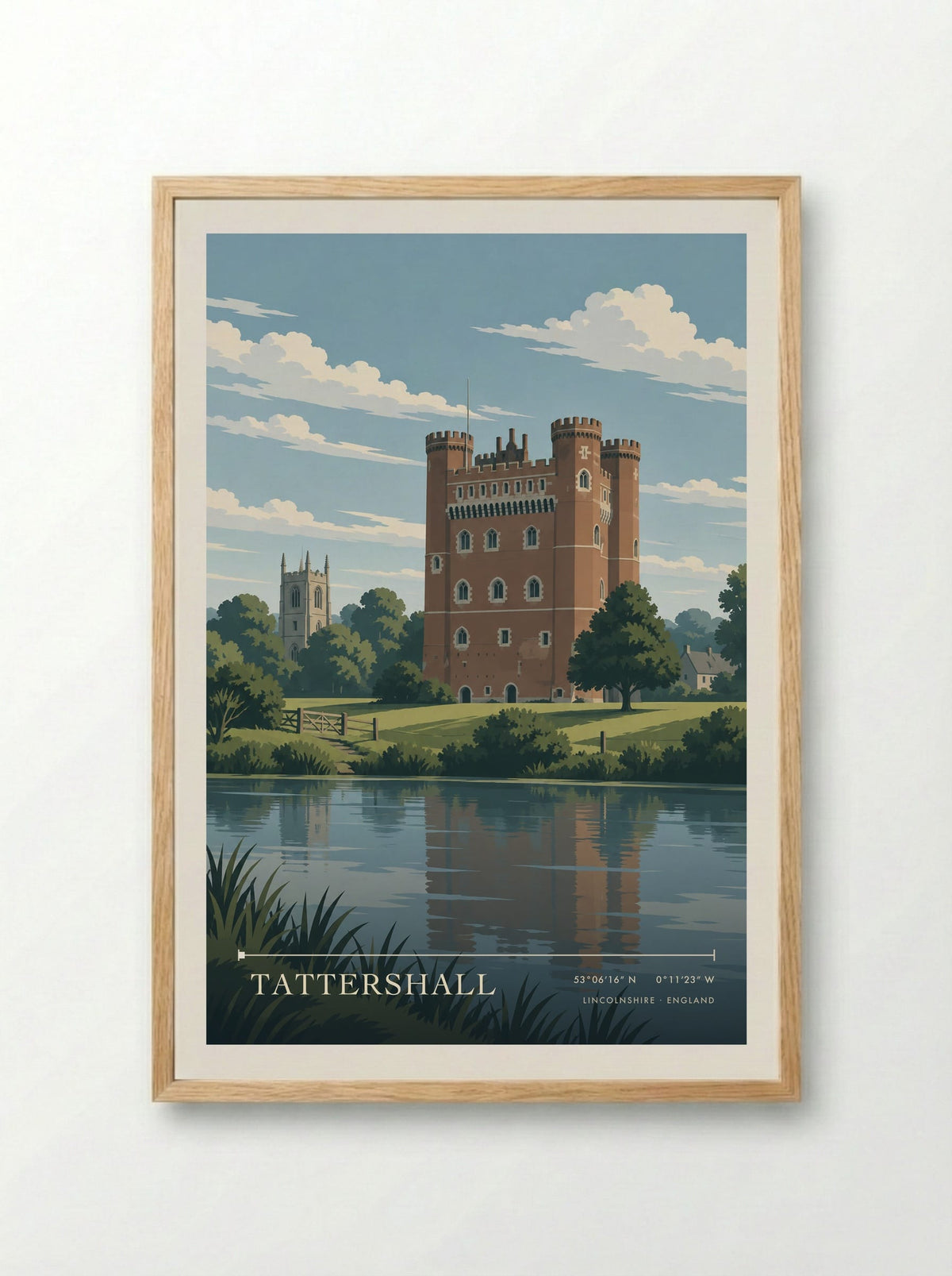 Tattershall, Lincolnshire | Travel Poster - Framed Print Wood