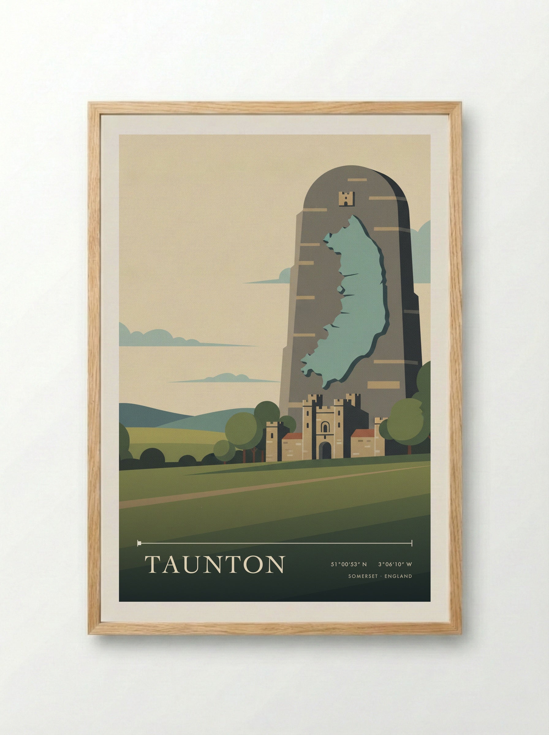 Taunton Somerset England Travel Poster - Framed Print Wood