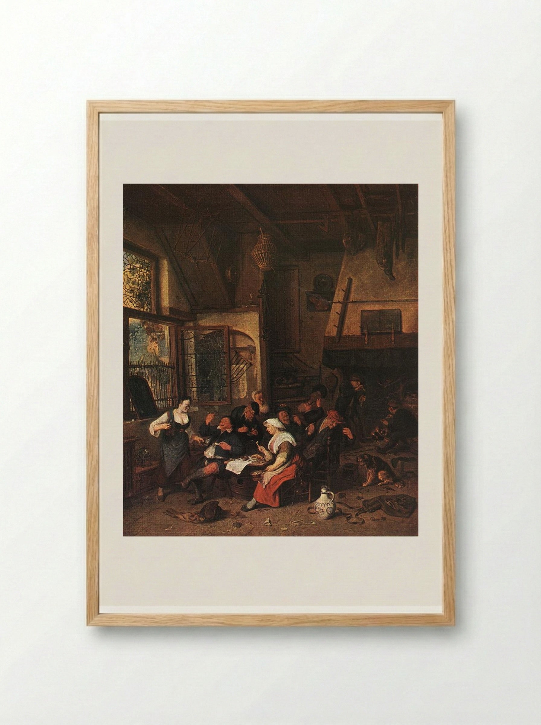 Tavern Scene under an Arbor - Cornelis Dusart - Framed Print Wood