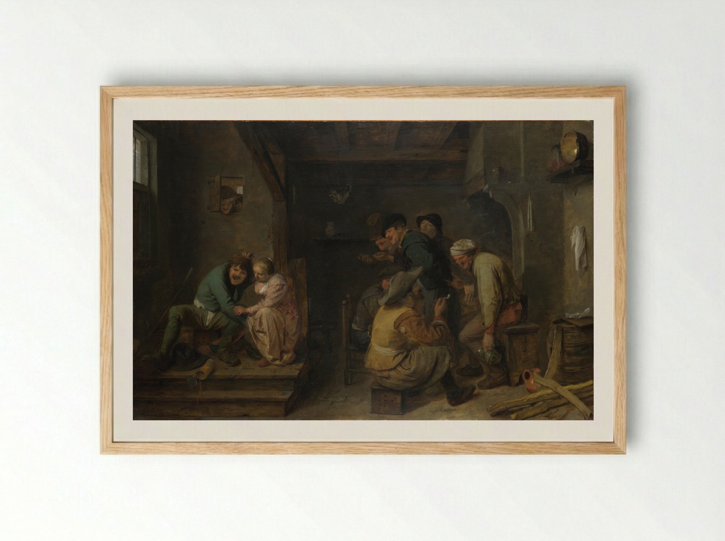 Tavern Scene - Adriaen Brouwer - Framed Print Wood
