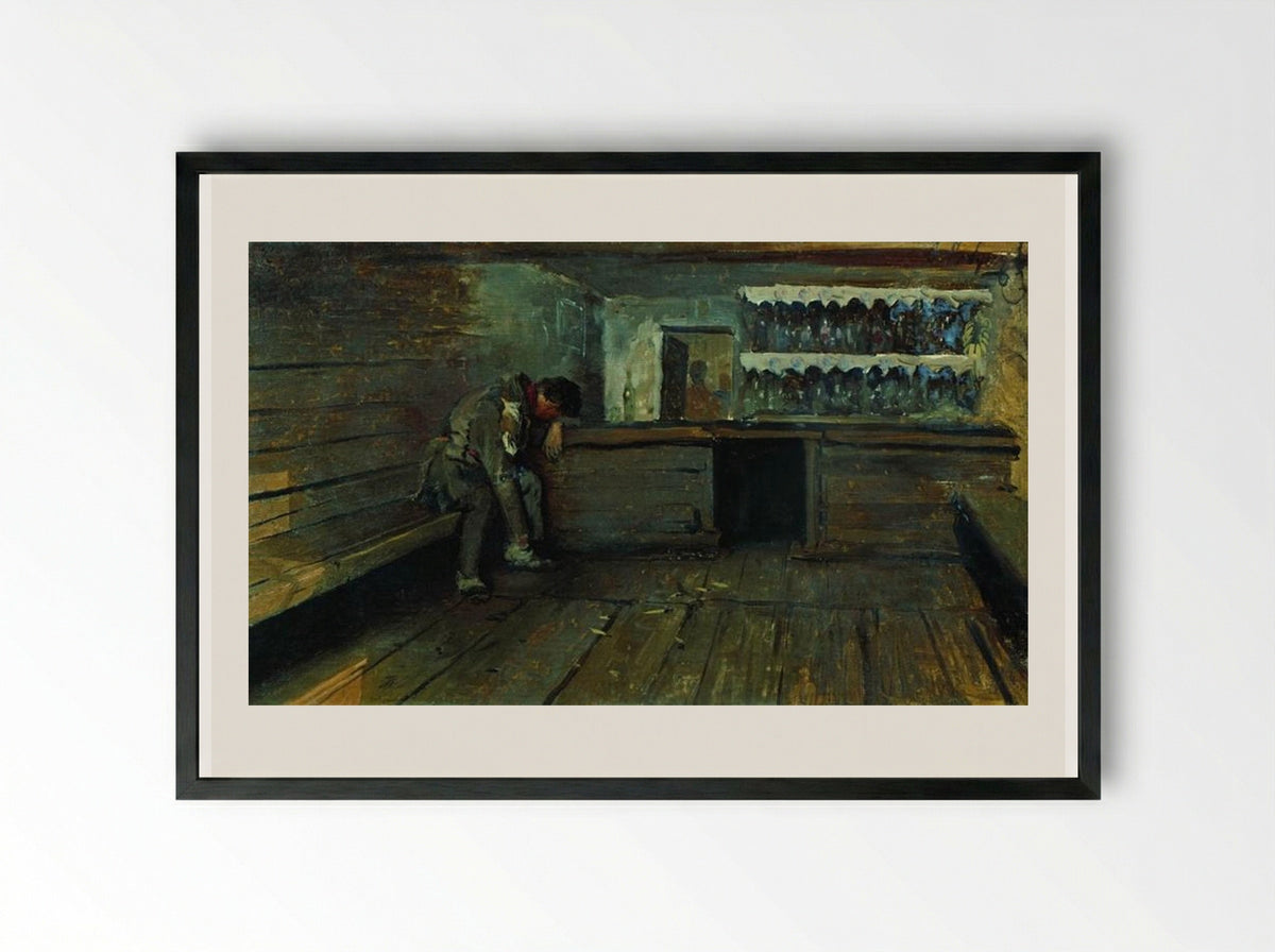 Tavern - Andrei Ryabushkin - Framed Print Black